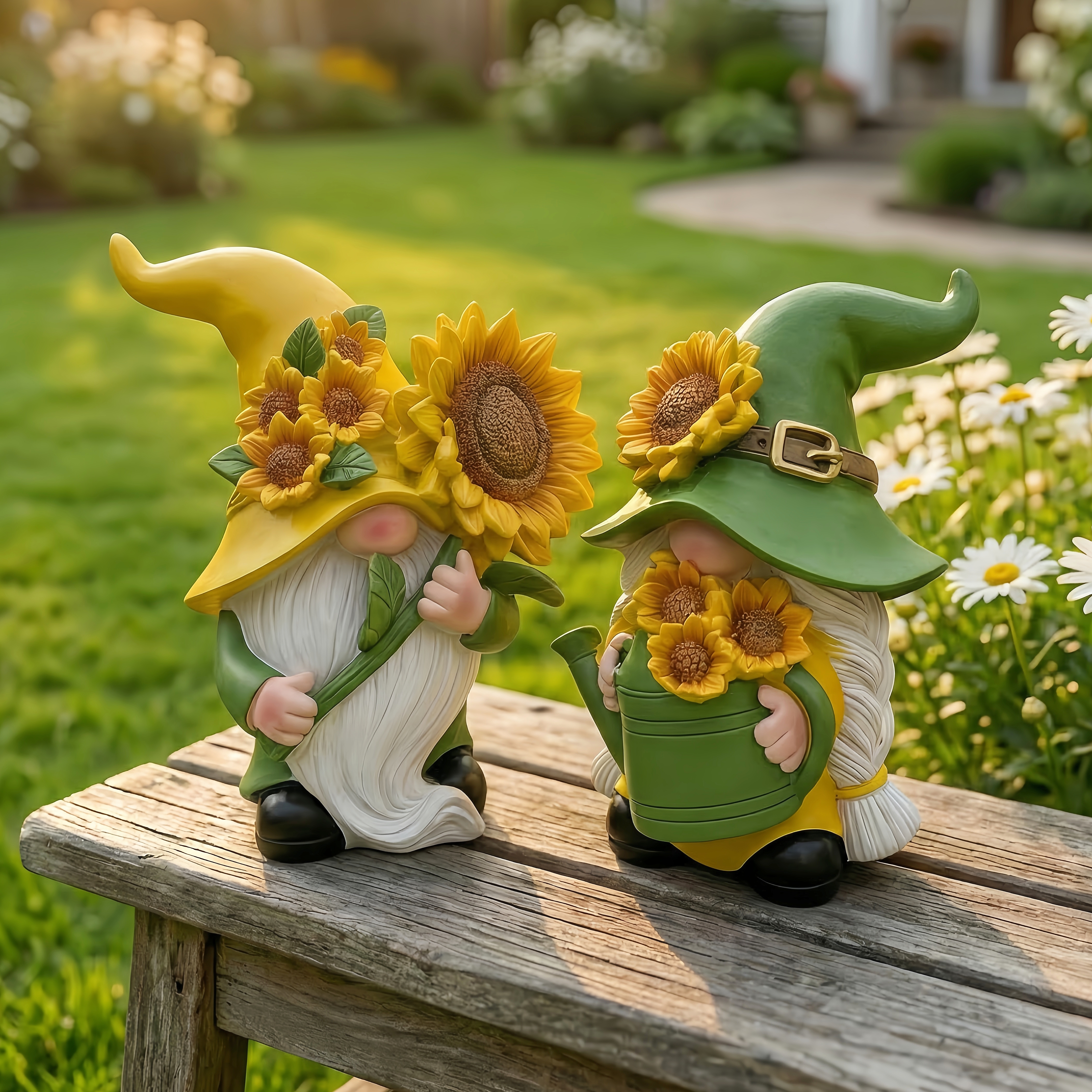 Sunflower Garden Gnome Figurines