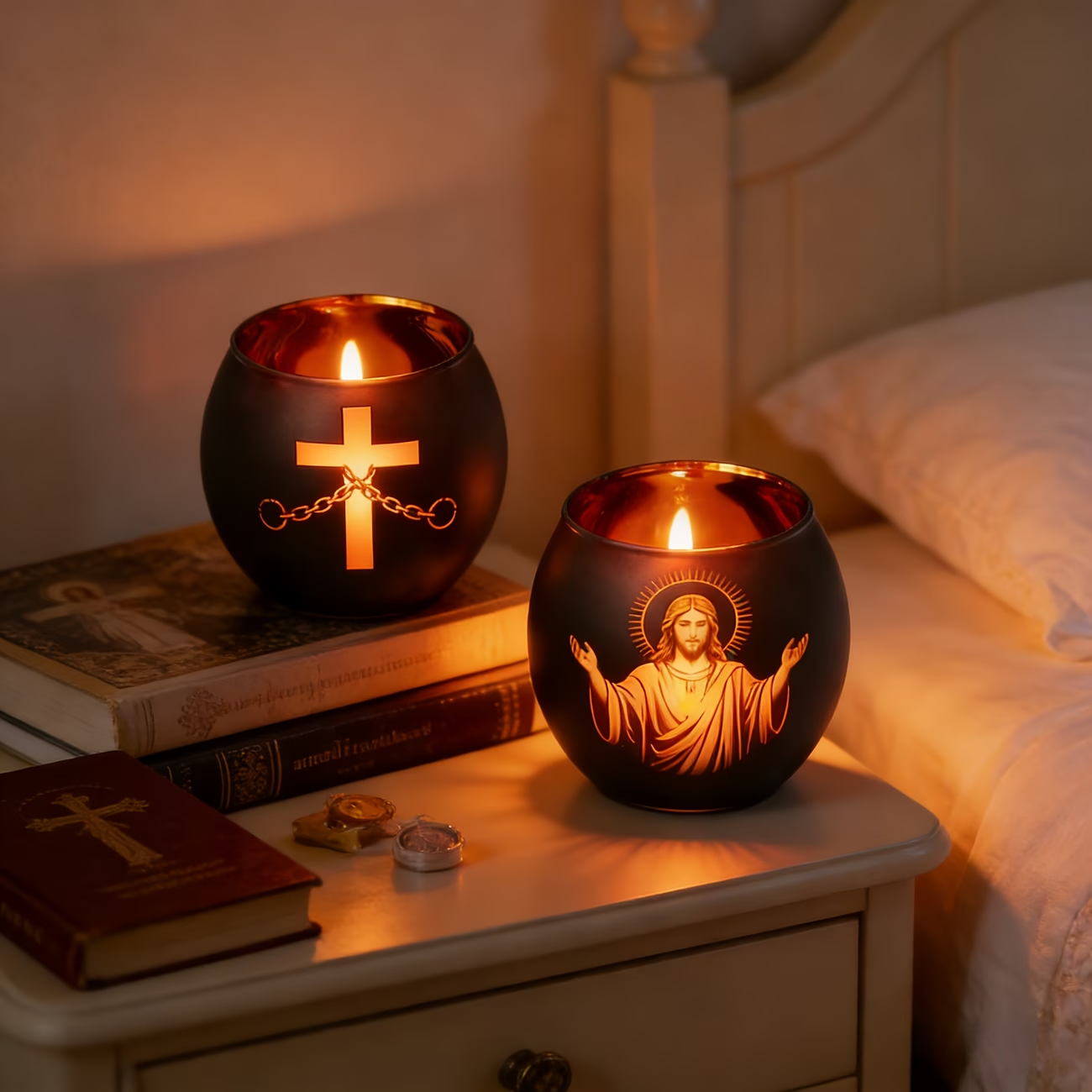 Faith & Light Christian Cross Candle Holder