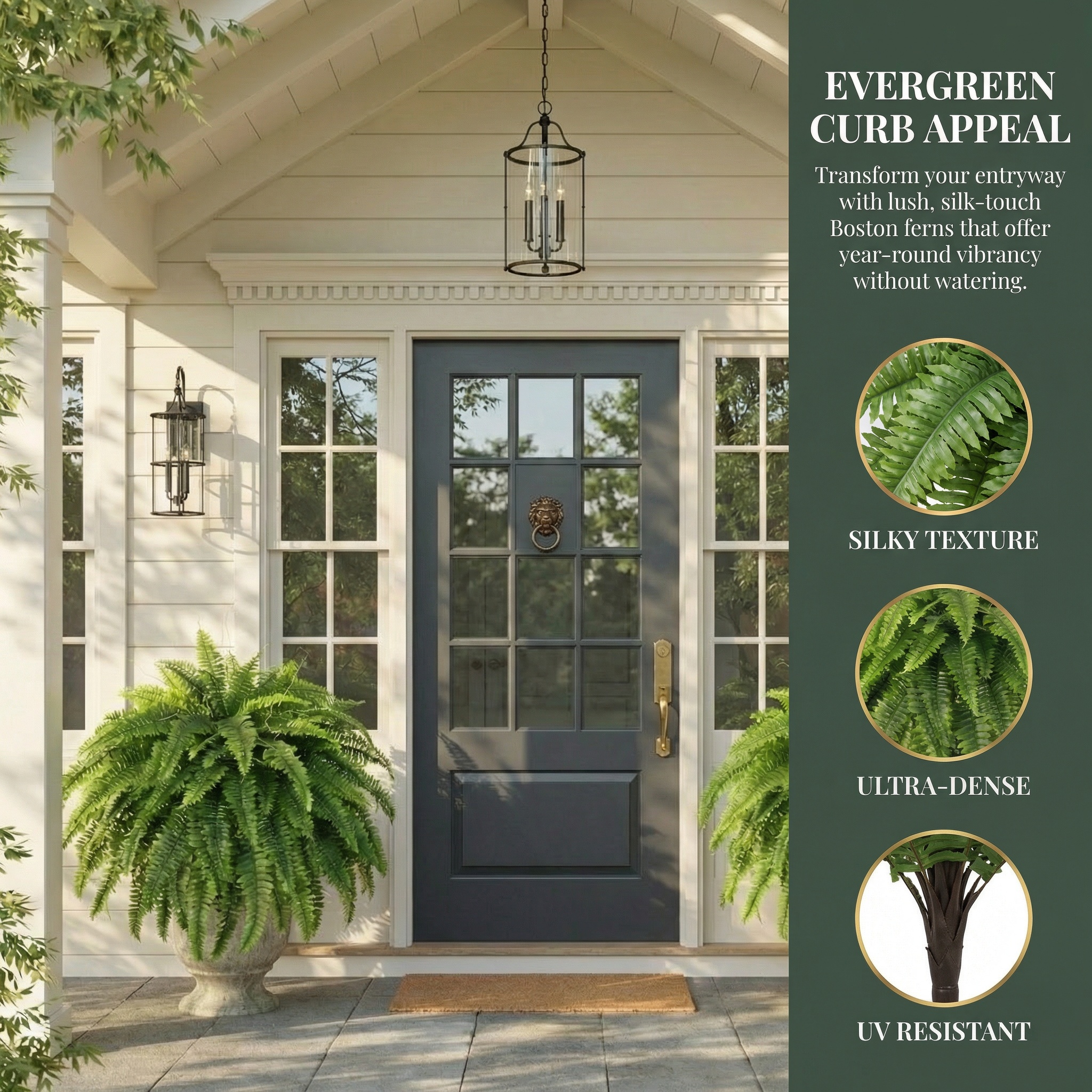 Classic Boston Fern Porch Planter – Lush Green Entryway Decor