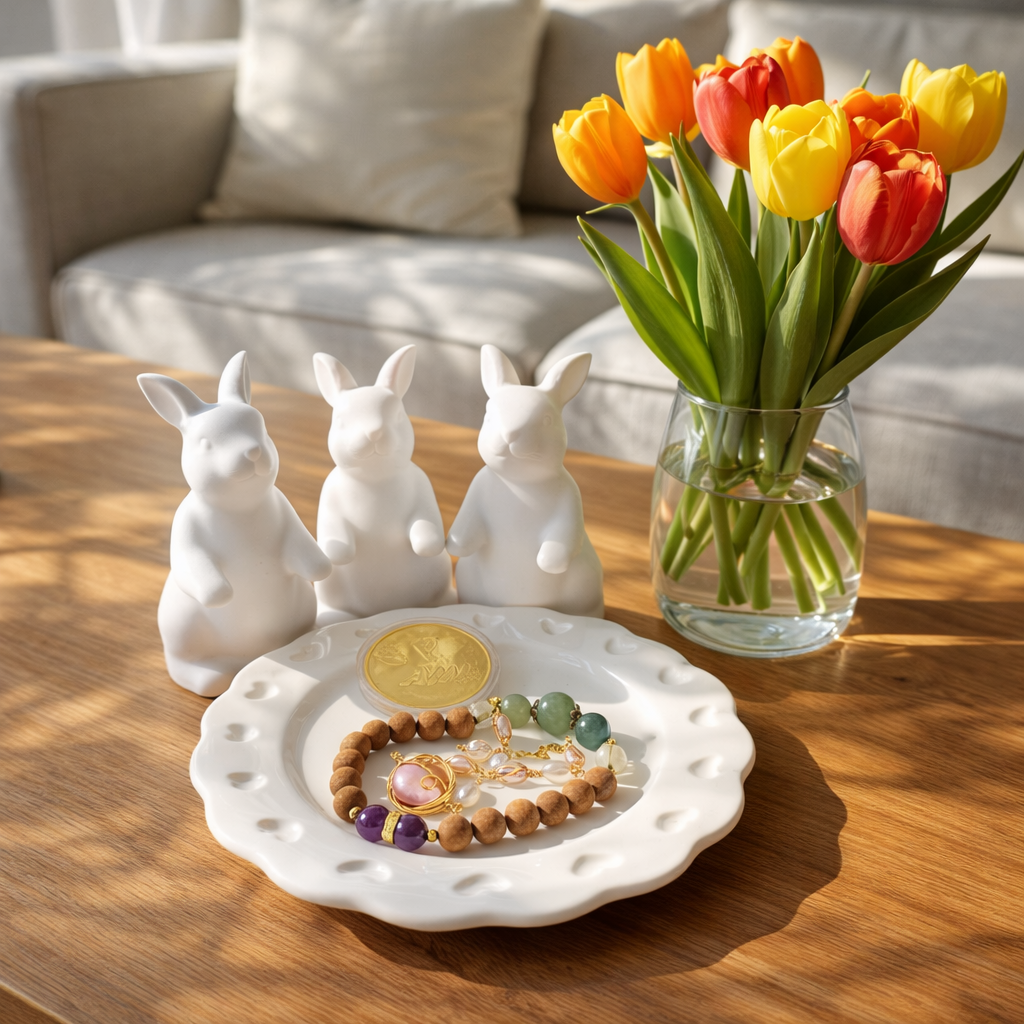 Easter Bunny Tray Centerpiece for Dining Table Decor