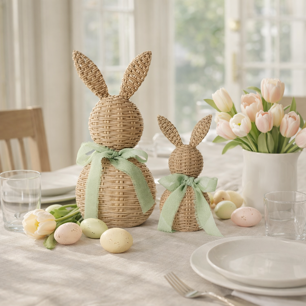 Easter Bunny Decor Set – Farmhouse Spring Tabletop Accent