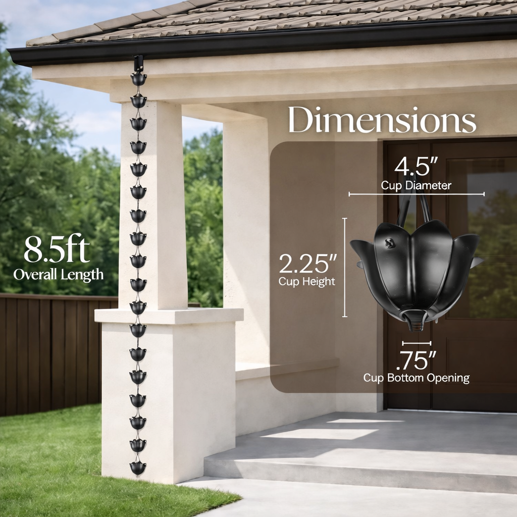 Modern Lotus Cup Rain Chain for Gutters