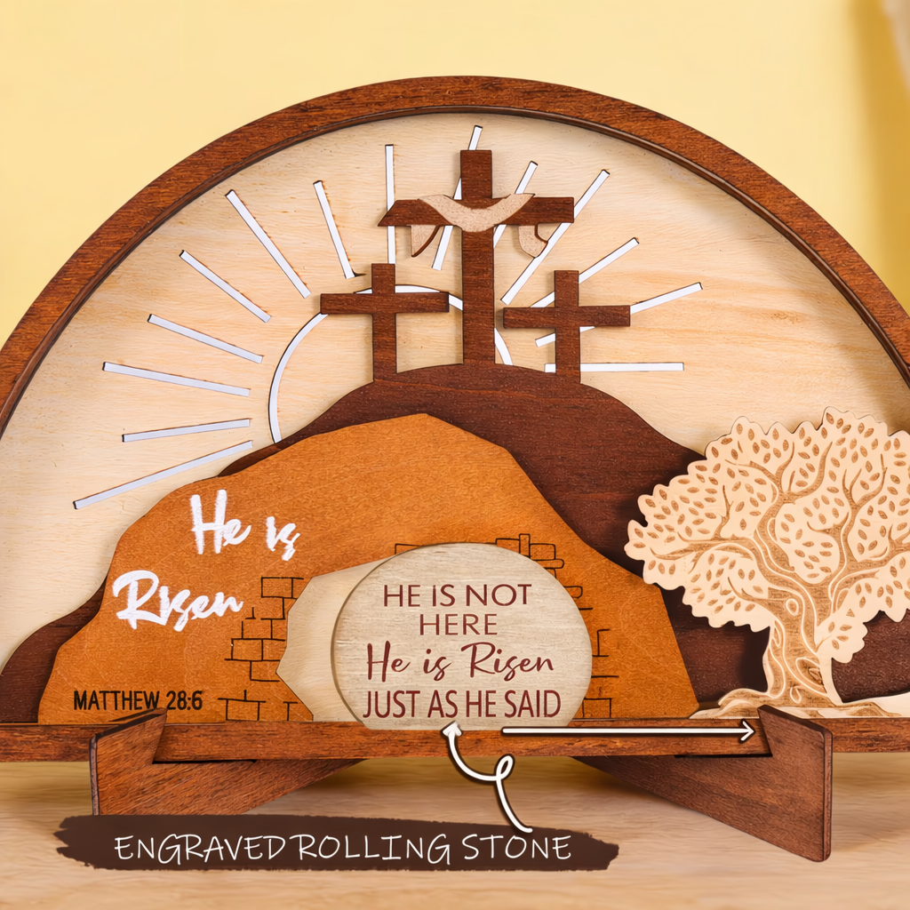 He Is Risen Wooden Resurrection Lamp
