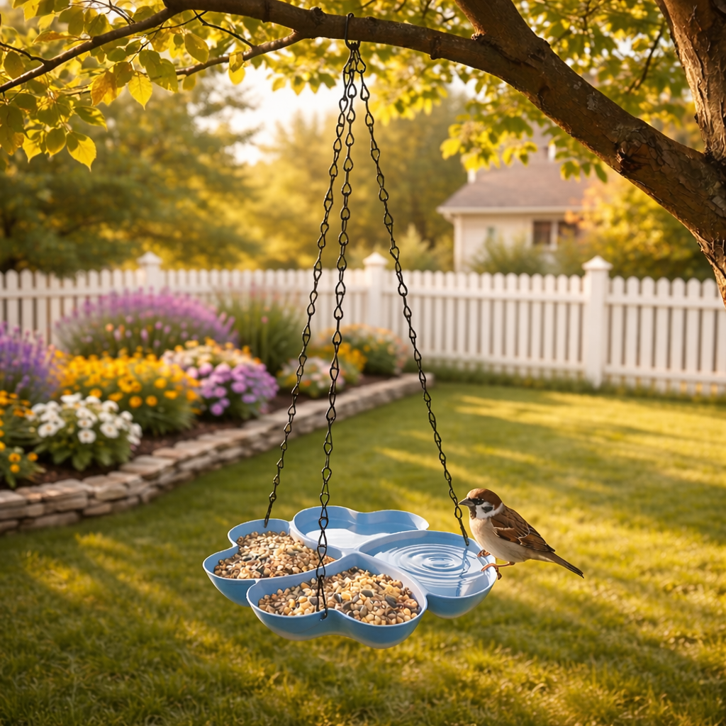 All-in-One Hanging Bird Feeder Tray