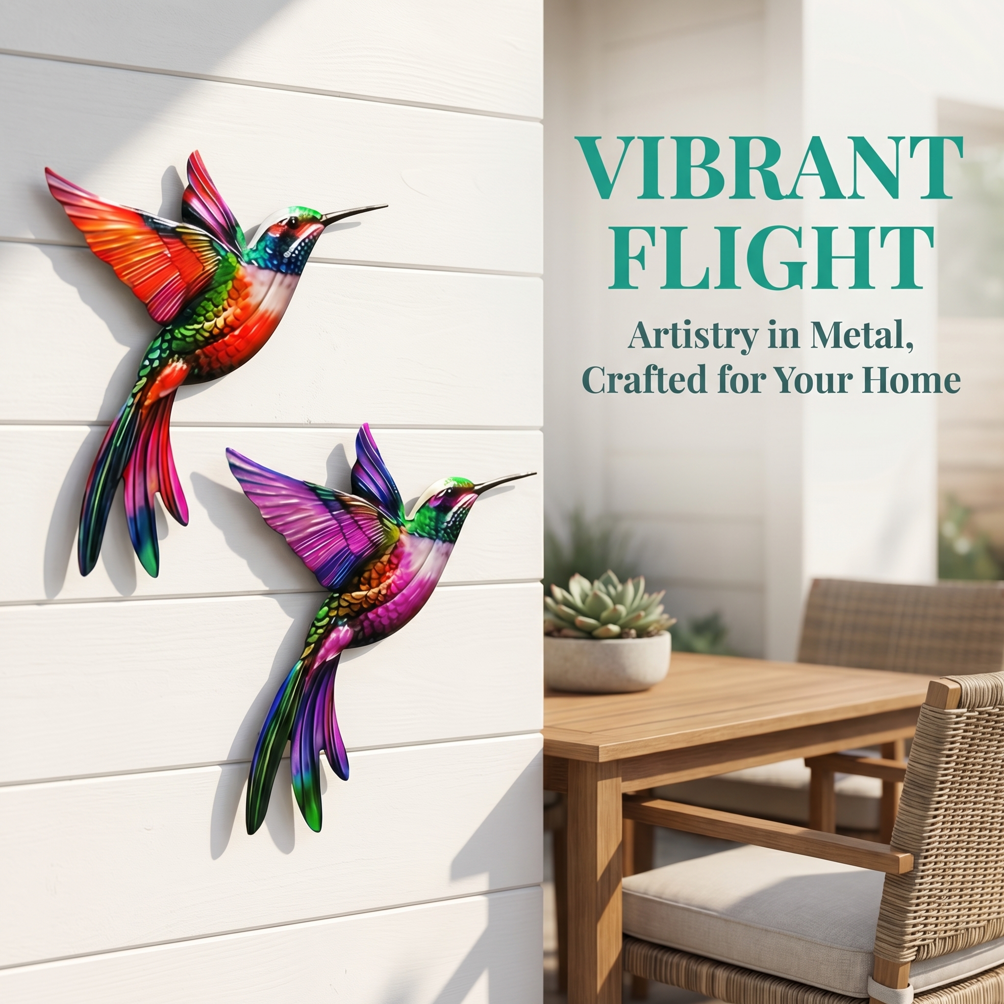 Metal Hummingbird Wall Art Decoration - Suitable For Patio Railings And Interior Decoration