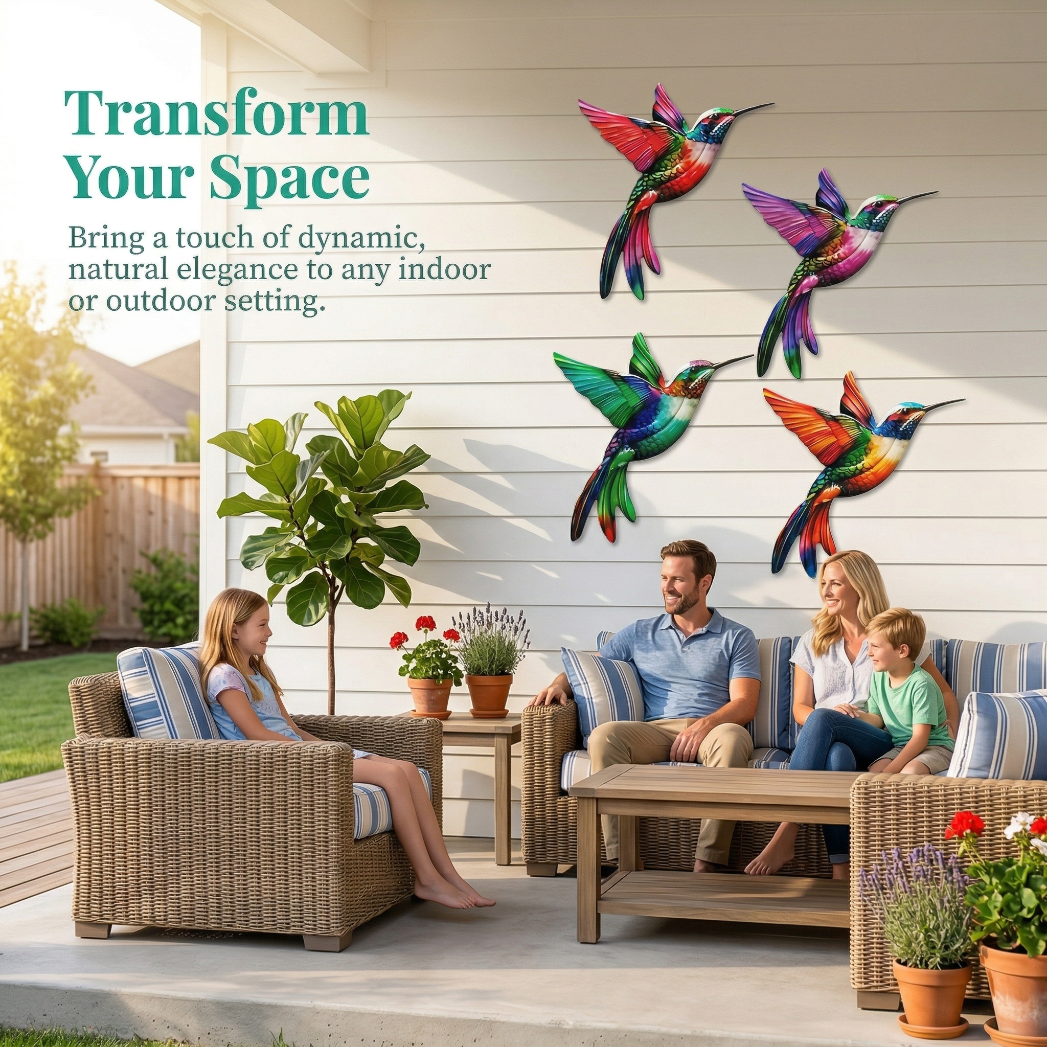 Metal Hummingbird Wall Art Decoration - Suitable For Patio Railings And Interior Decoration