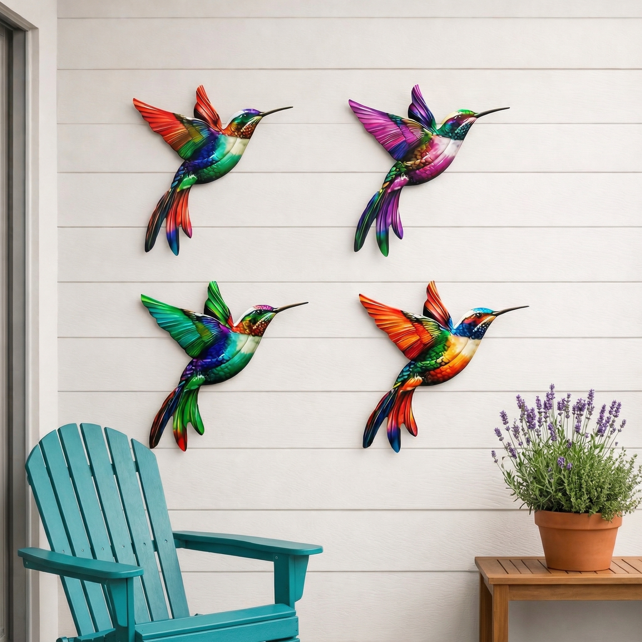 Metal Hummingbird Wall Art Decoration - Suitable For Patio Railings And Interior Decoration