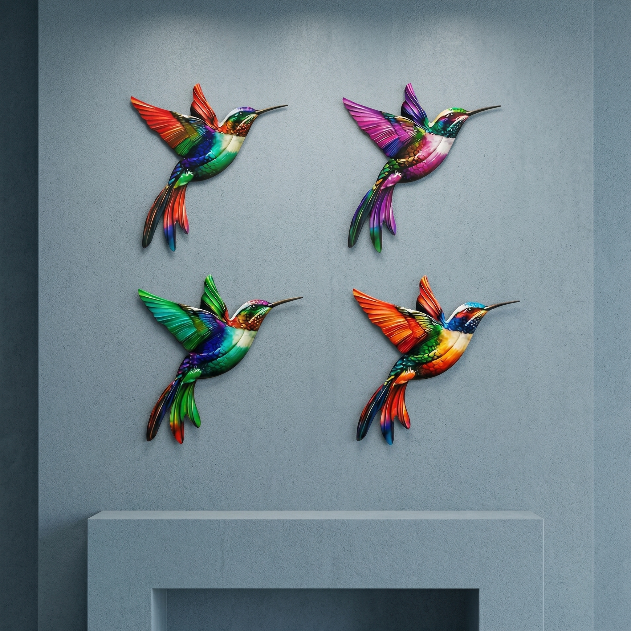 Metal Hummingbird Wall Art Decoration - Suitable For Patio Railings And Interior Decoration