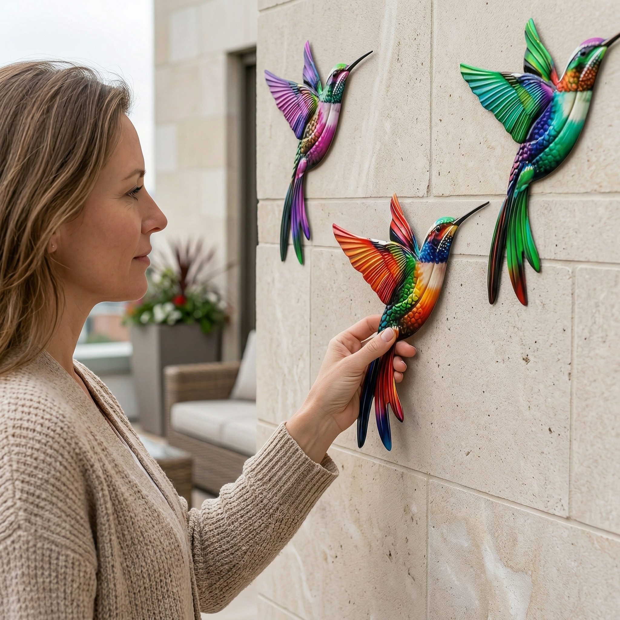 Metal Hummingbird Wall Art Decoration - Suitable For Patio Railings And Interior Decoration