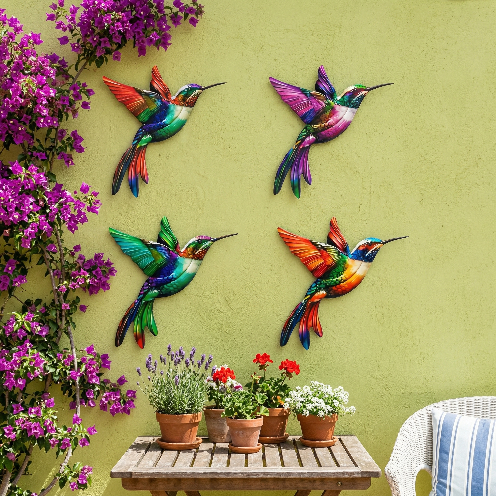 Metal Hummingbird Wall Art Decoration - Suitable For Patio Railings And Interior Decoration