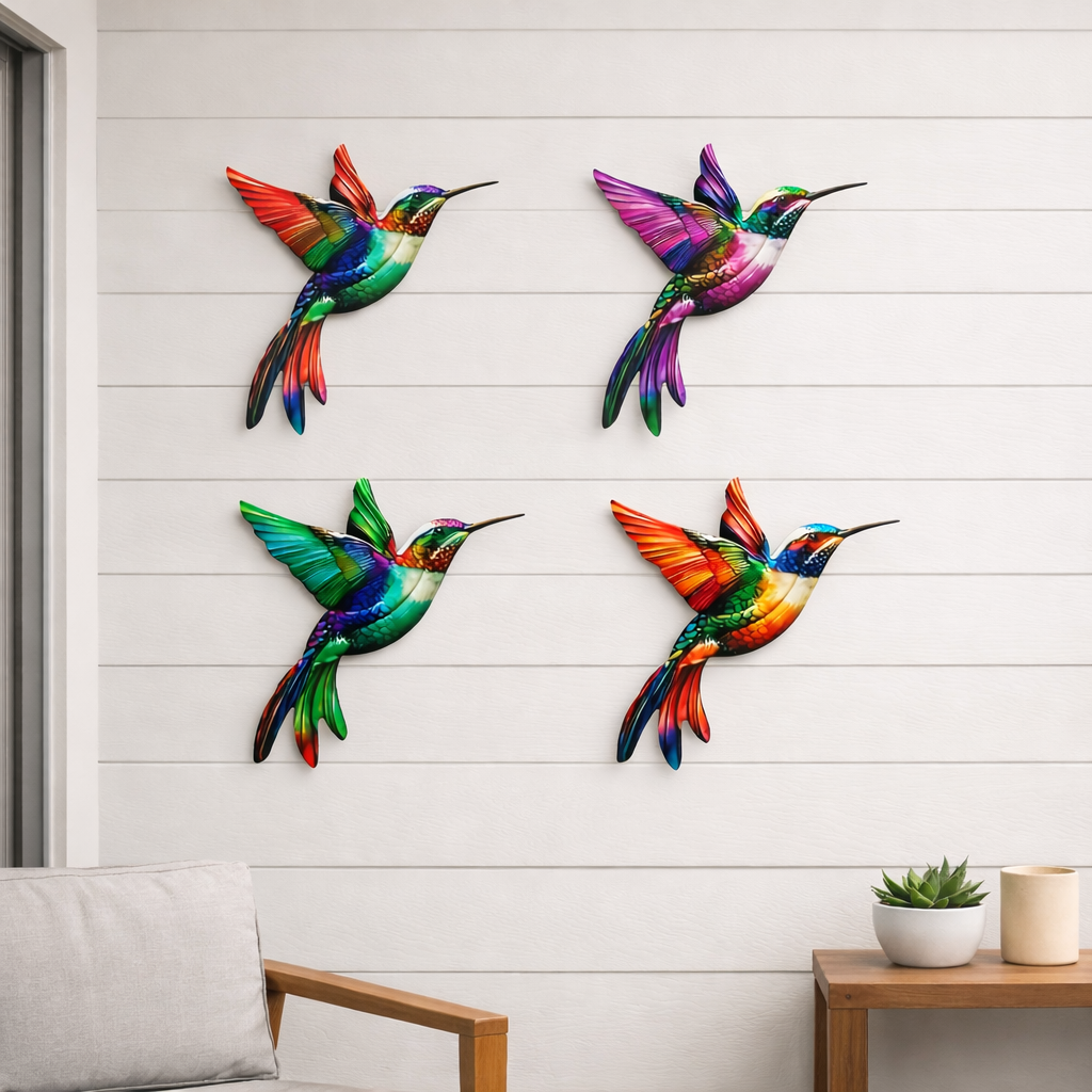Metal Hummingbird Wall Art Decoration - Suitable For Patio Railings And Interior Decoration