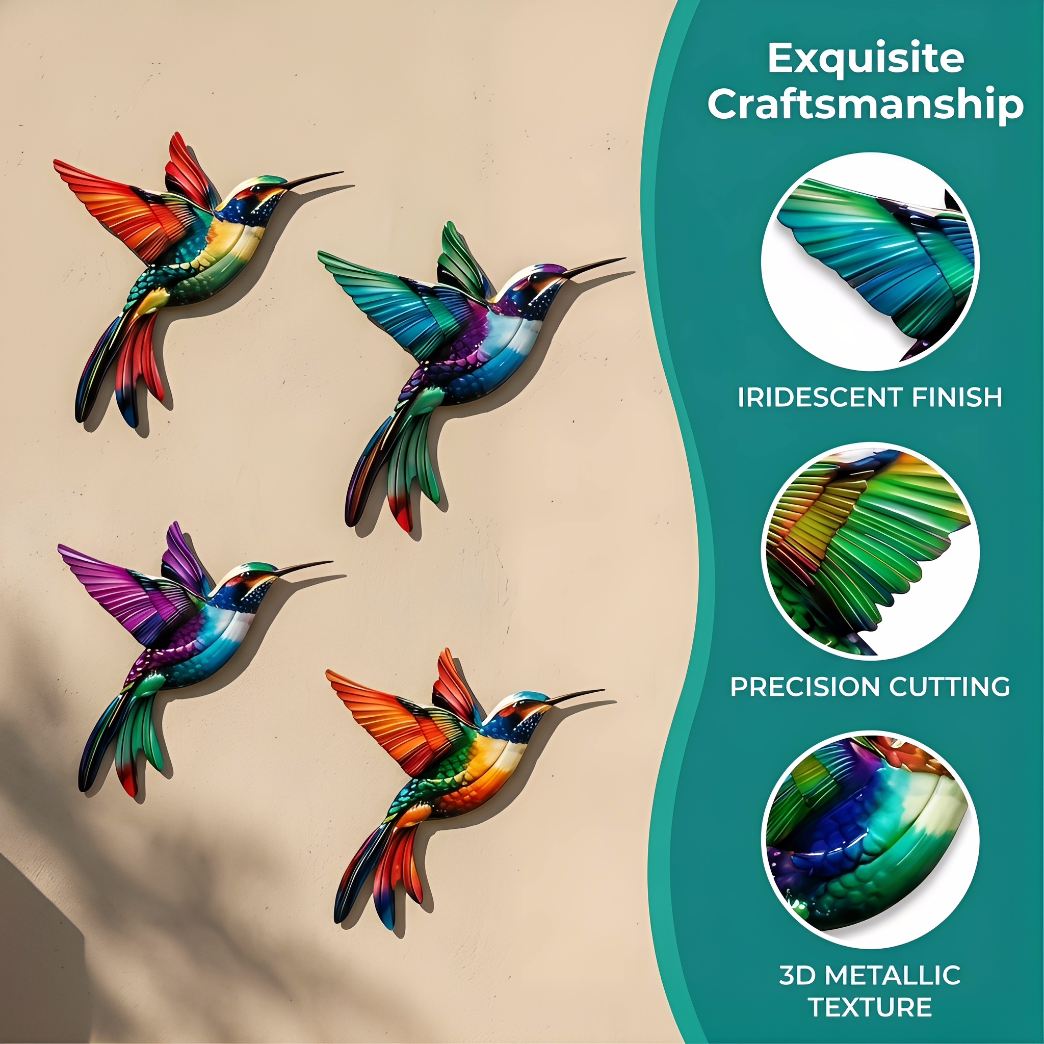 Metal Hummingbird Wall Art Decoration - Suitable For Patio Railings And Interior Decoration