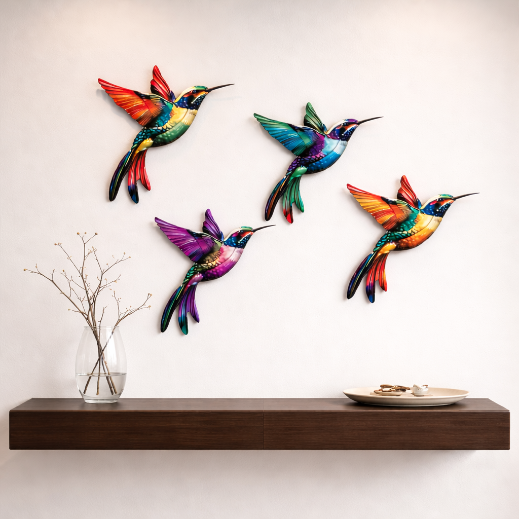 Metal Hummingbird Wall Art Decoration - Suitable For Patio Railings And Interior Decoration