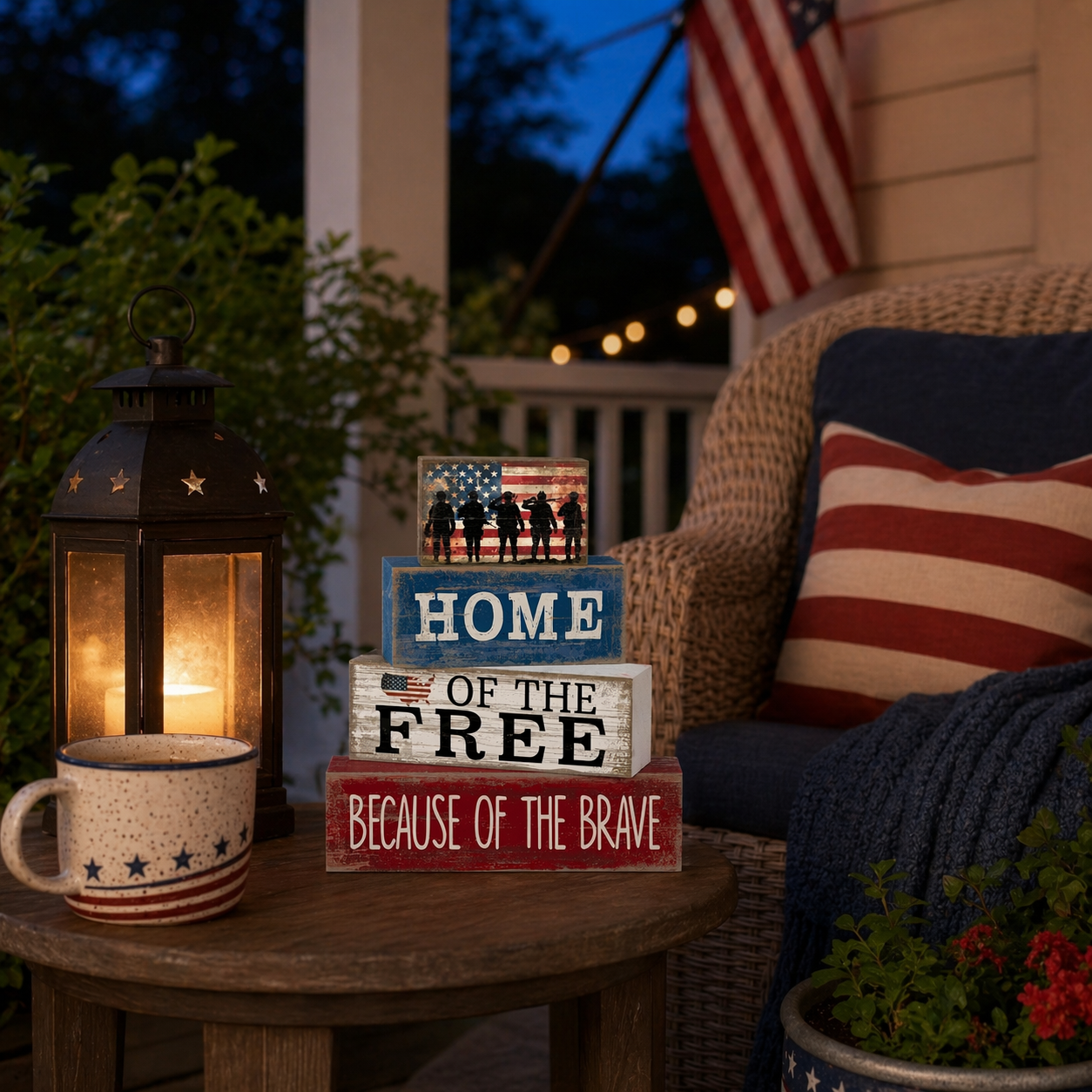 Independence Day Patriotic Memorial Wooden Letter Decorative Ornament