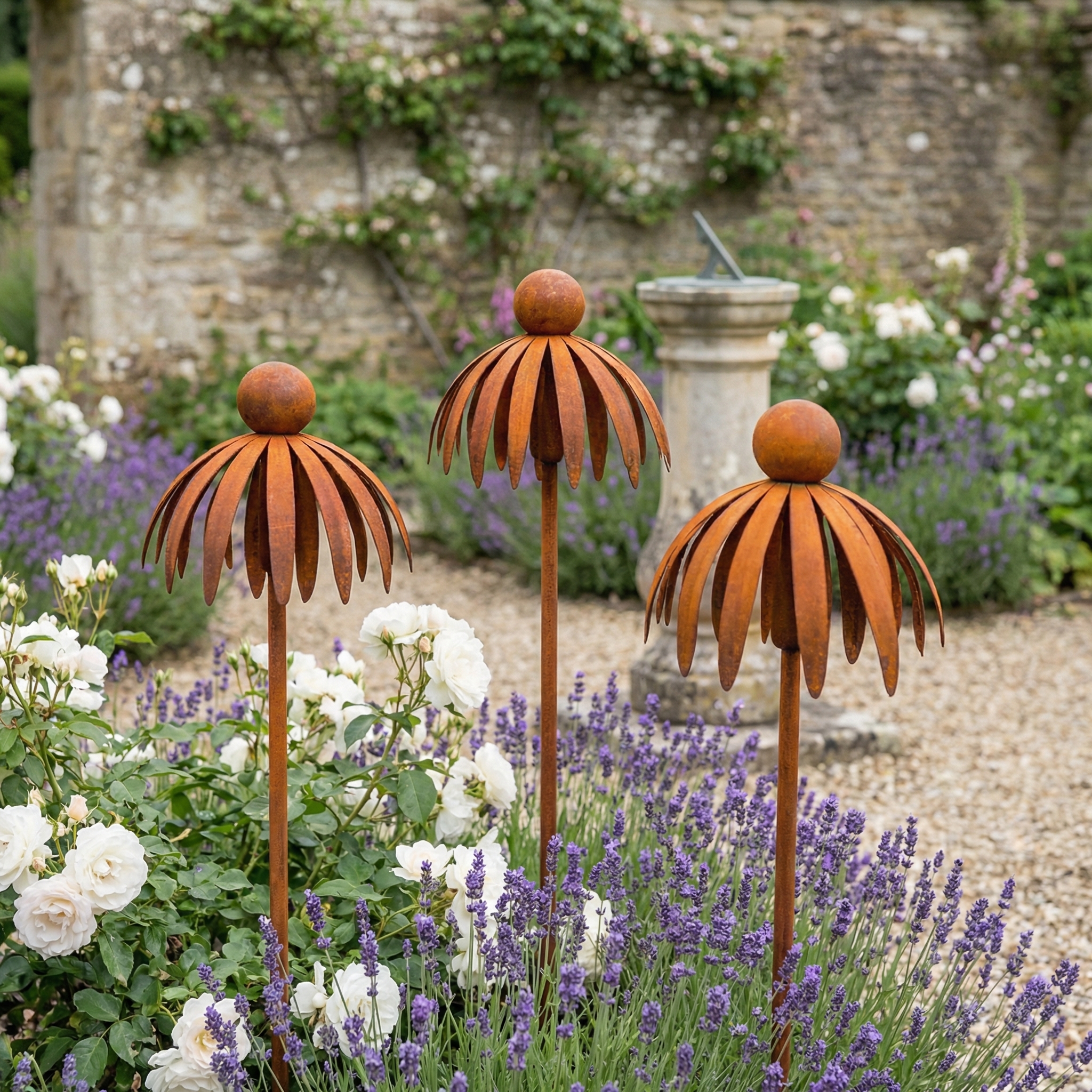 Outdoor Rusty Round-Headed Wrought Iron Petal Ground Pitcher
