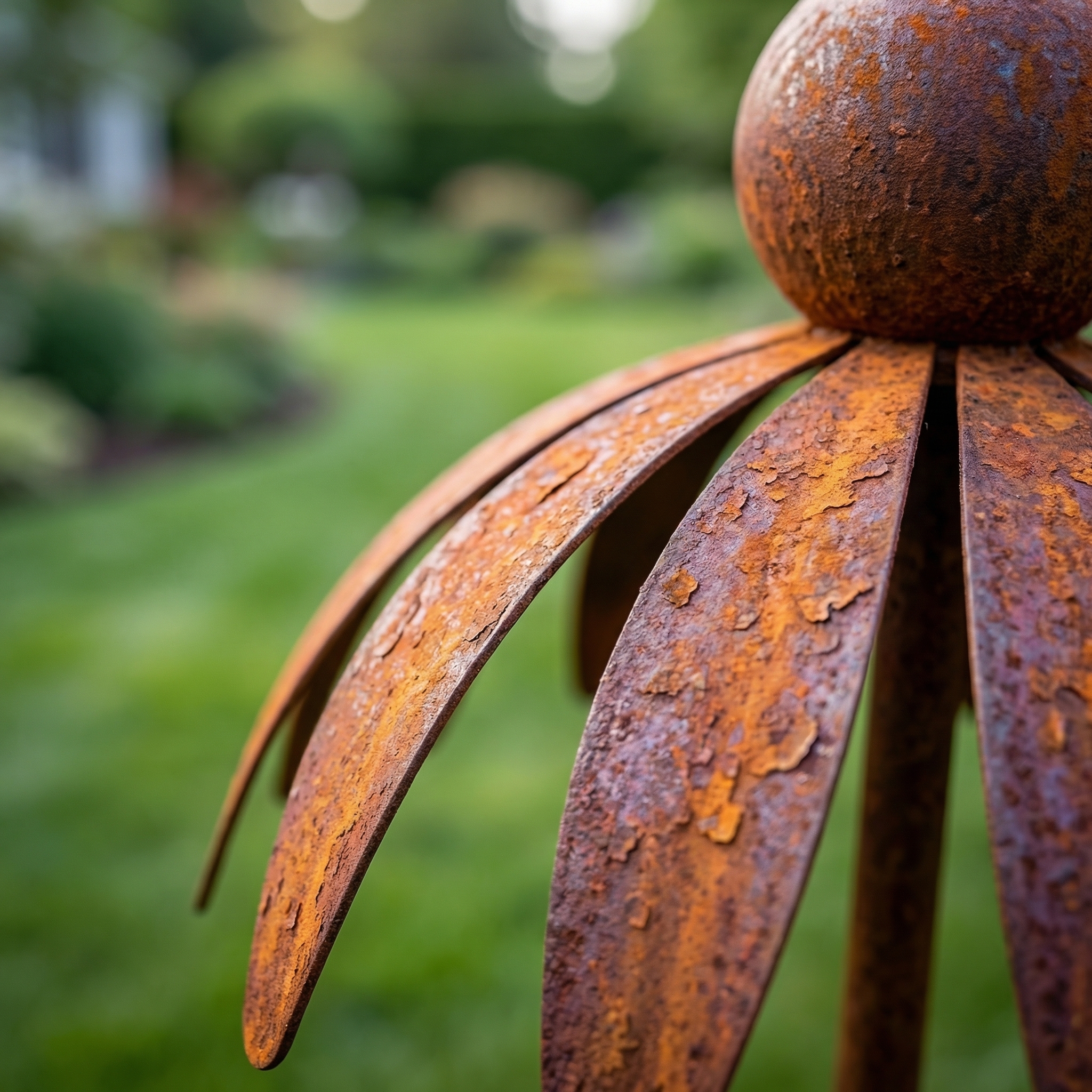 Outdoor Rusty Round-Headed Wrought Iron Petal Ground Pitcher