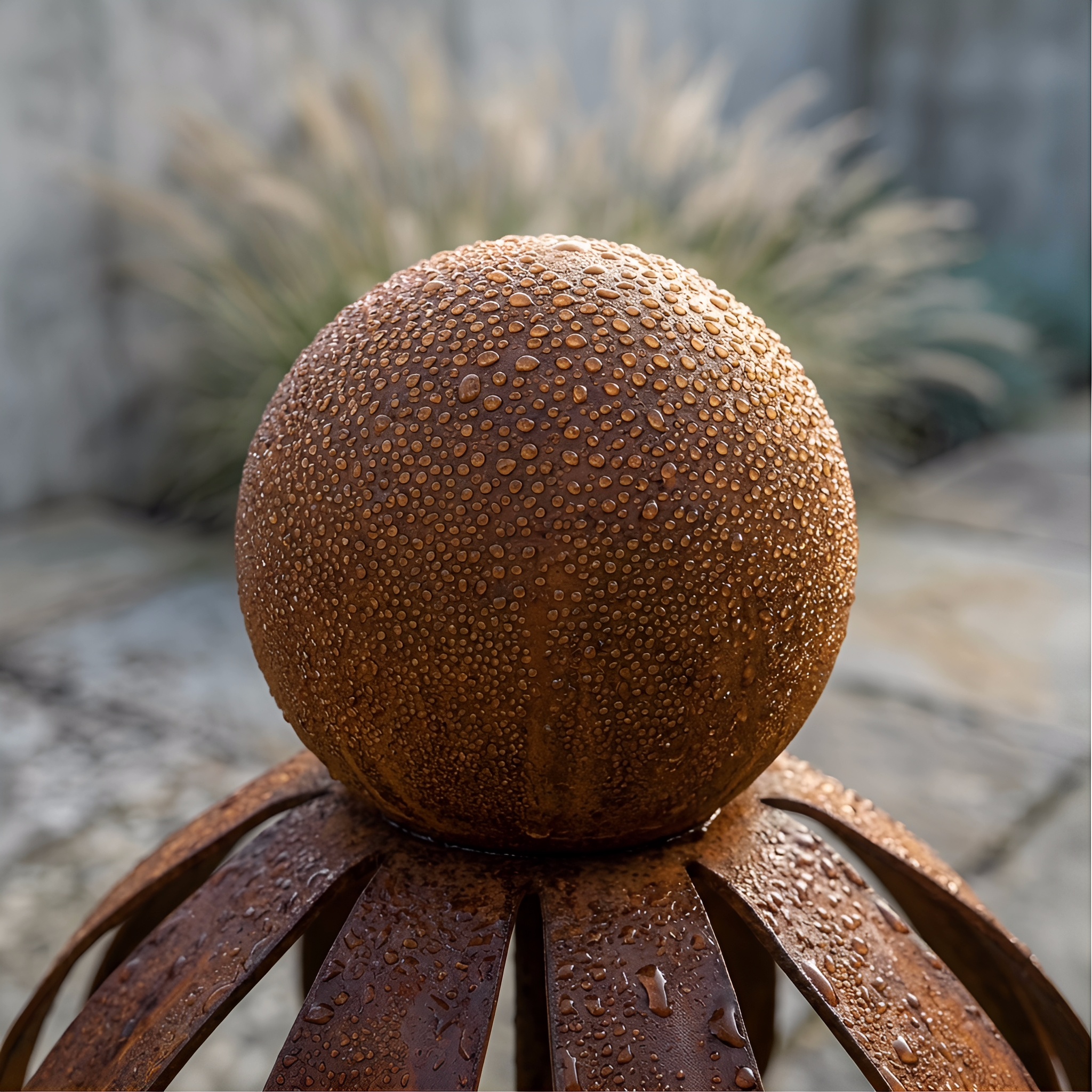 Outdoor Rusty Round-Headed Wrought Iron Petal Ground Pitcher