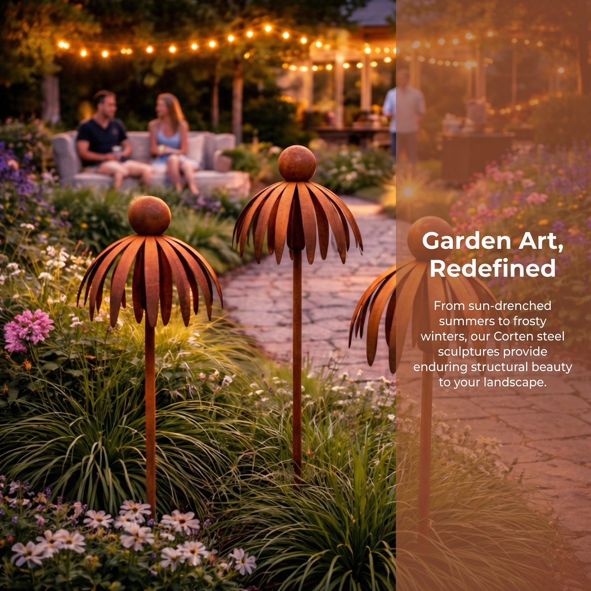 Outdoor Rusty Round-Headed Wrought Iron Petal Ground Pitcher