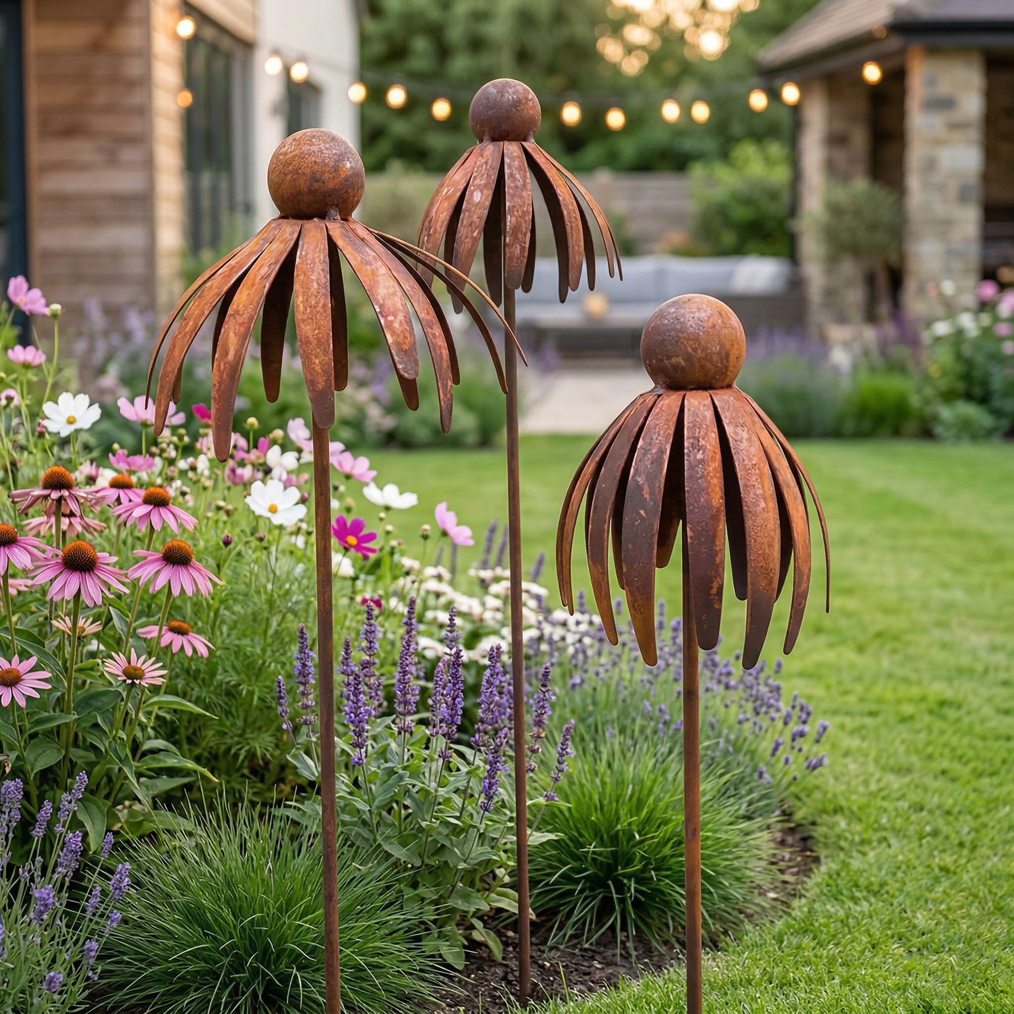Outdoor Rusty Round-Headed Wrought Iron Petal Ground Pitcher