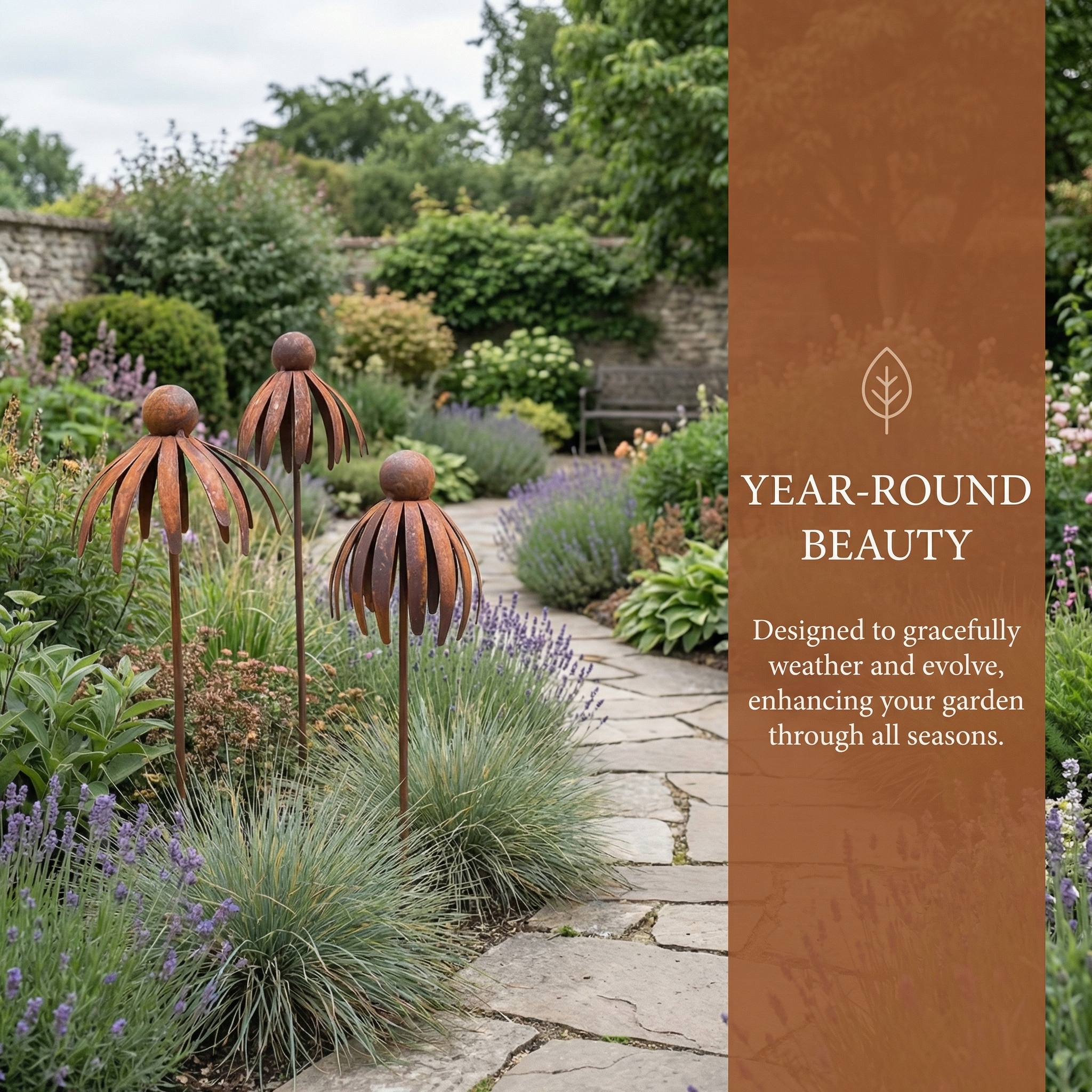 Outdoor Rusty Round-Headed Wrought Iron Petal Ground Pitcher