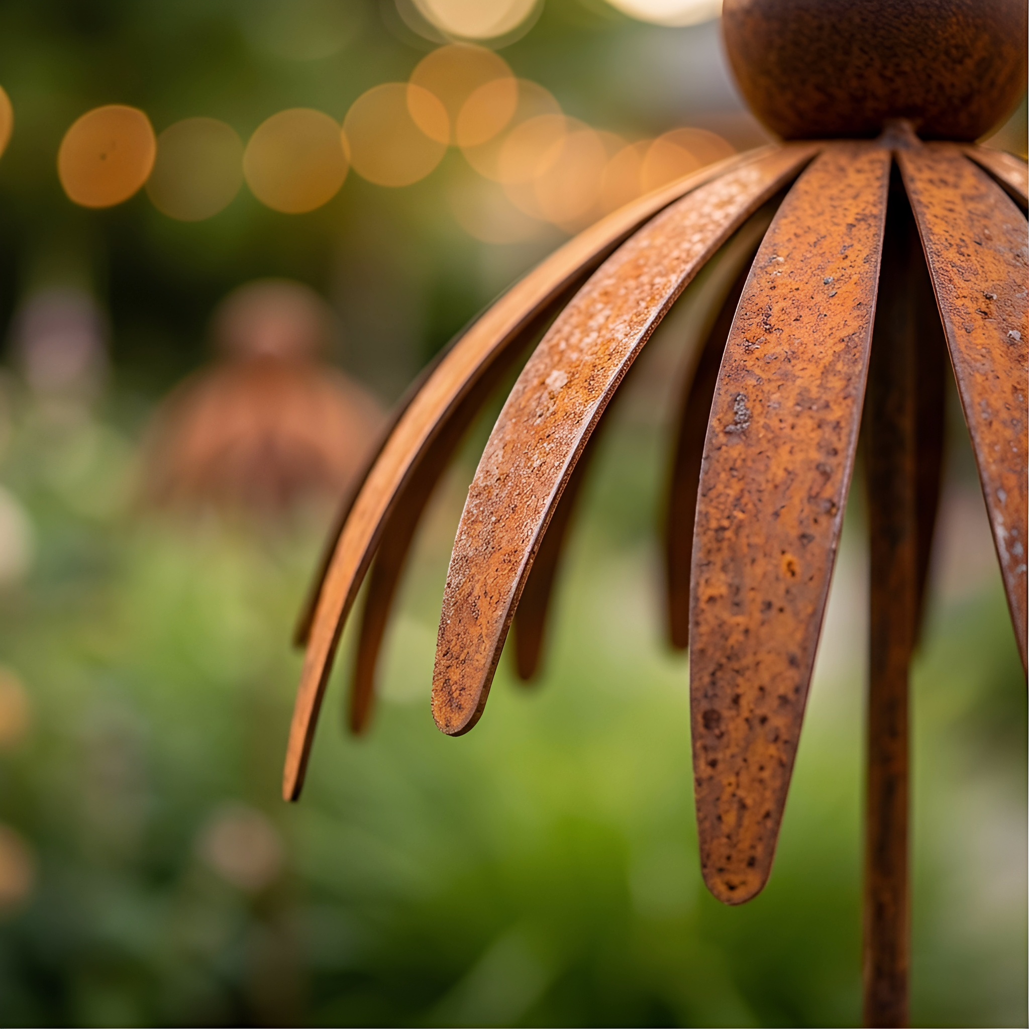 Outdoor Rusty Round-Headed Wrought Iron Petal Ground Pitcher