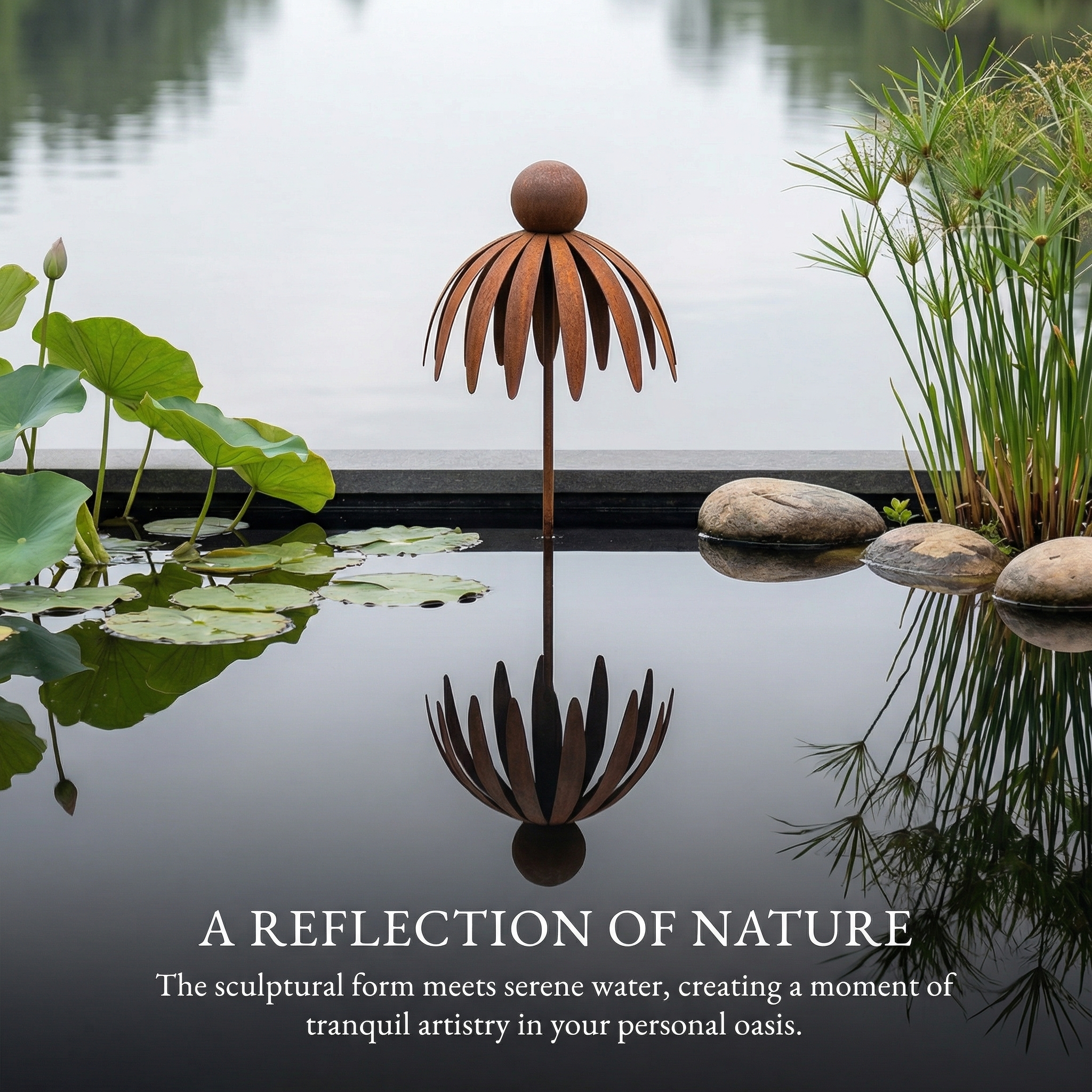 Outdoor Rusty Round-Headed Wrought Iron Petal Ground Pitcher