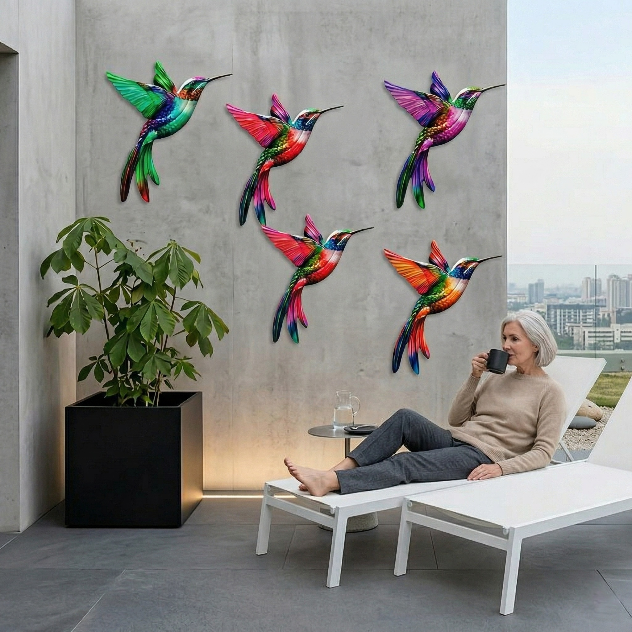 Metal Hummingbird Wall Art Decoration - Suitable For Patio Railings And Interior Decoration