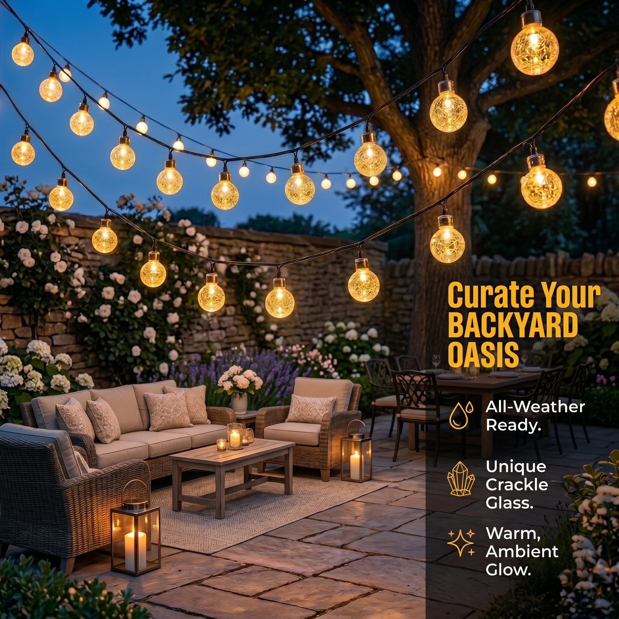 Outdoor Crystal Ball String Lights