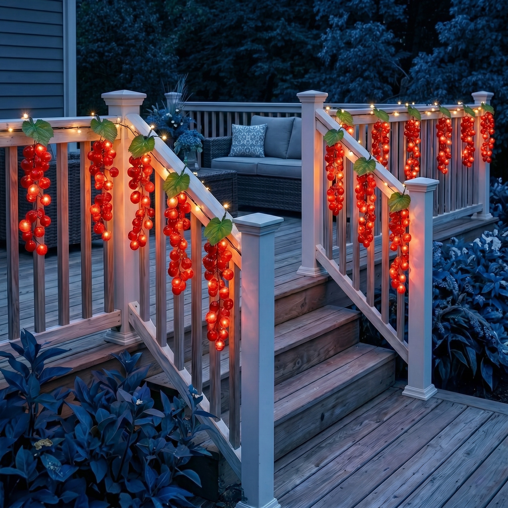 Artificial Grape Decorative Solar Light Strings