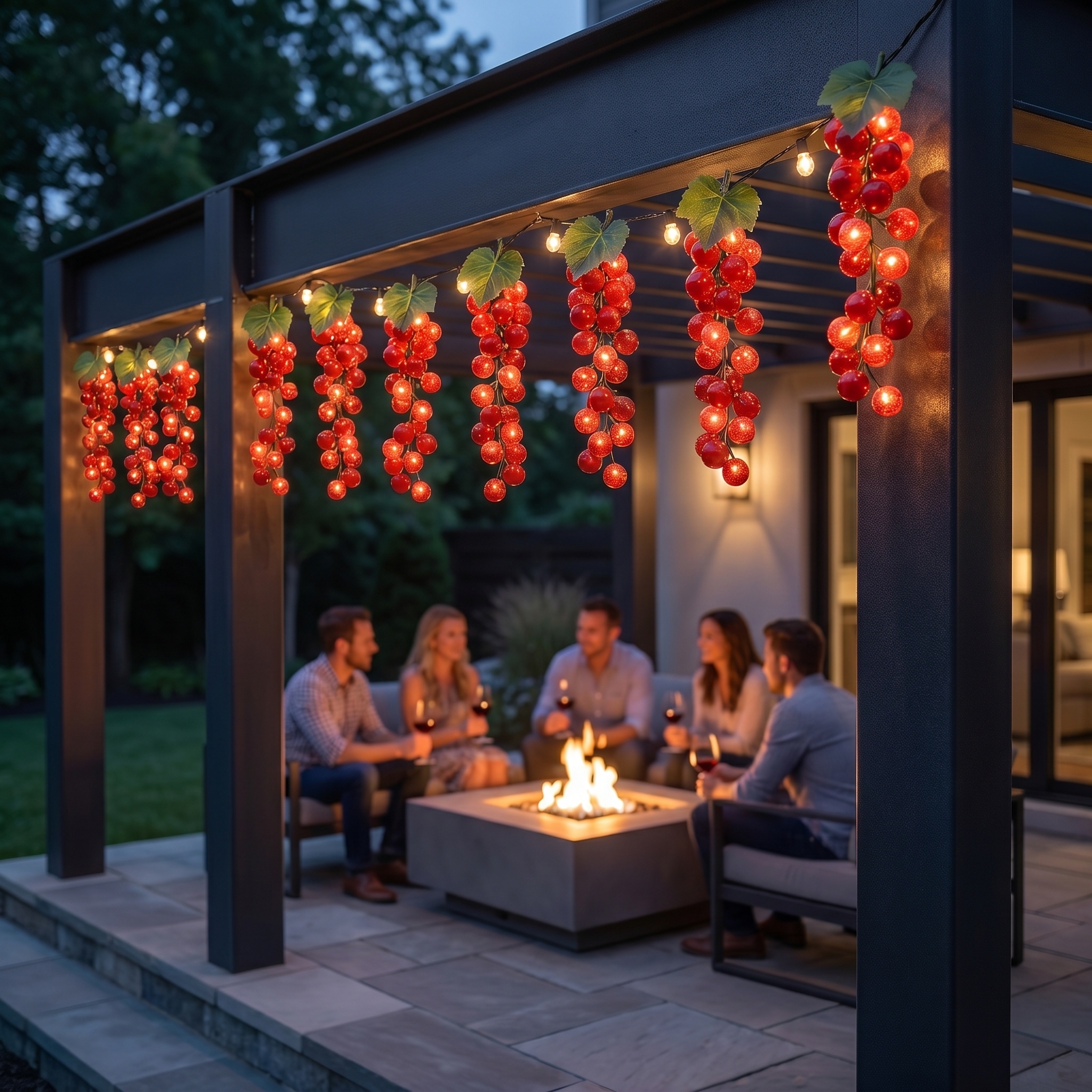 Artificial Grape Decorative Solar Light Strings