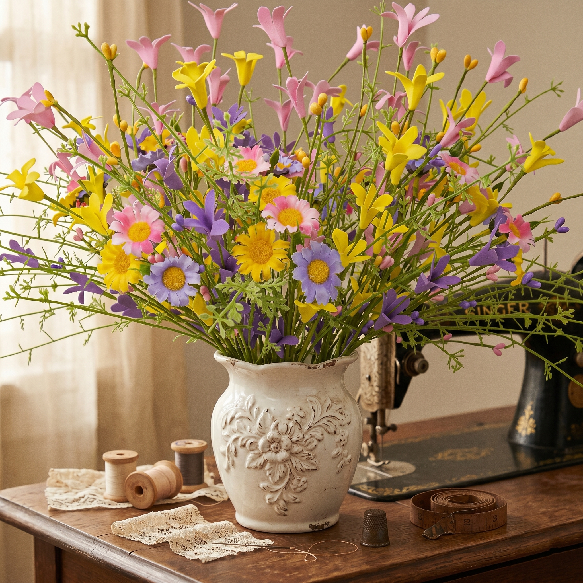 5pc-Artificial Daisy Cut Bouquet