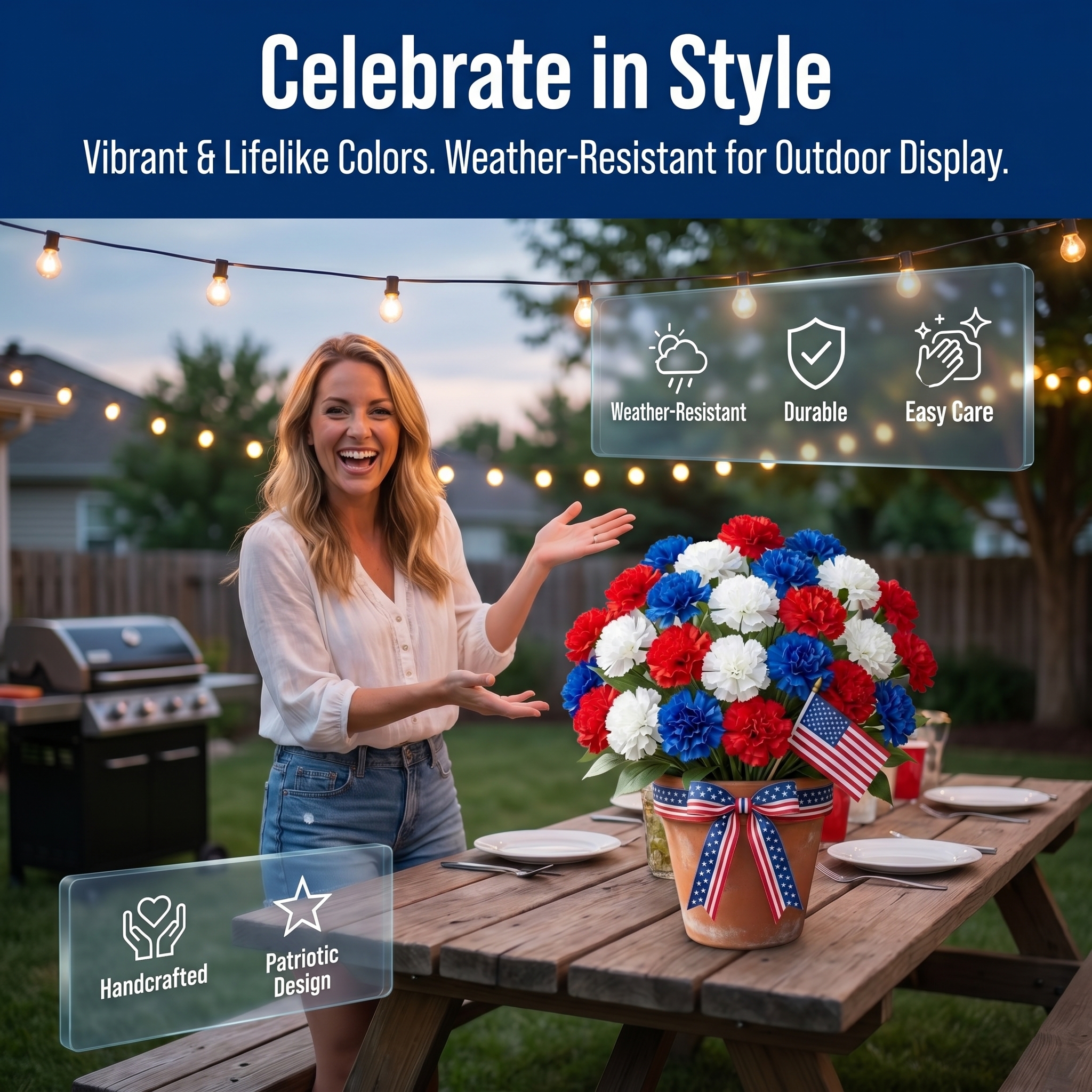 3Pcs-Independence Day Imitation Patriotic Memorial Imitation Flower Arrangement