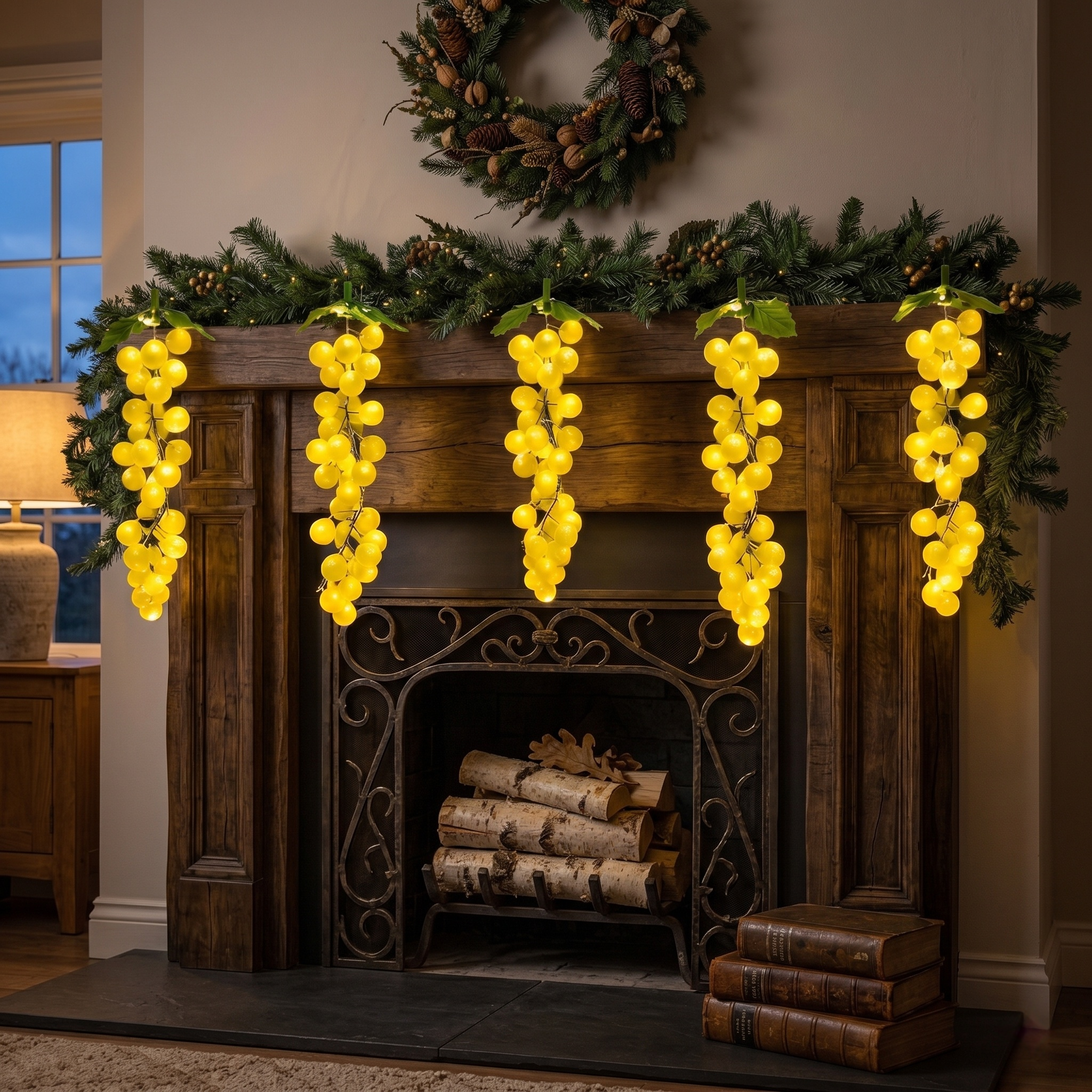 Artificial Grape Decorative Solar Light Strings