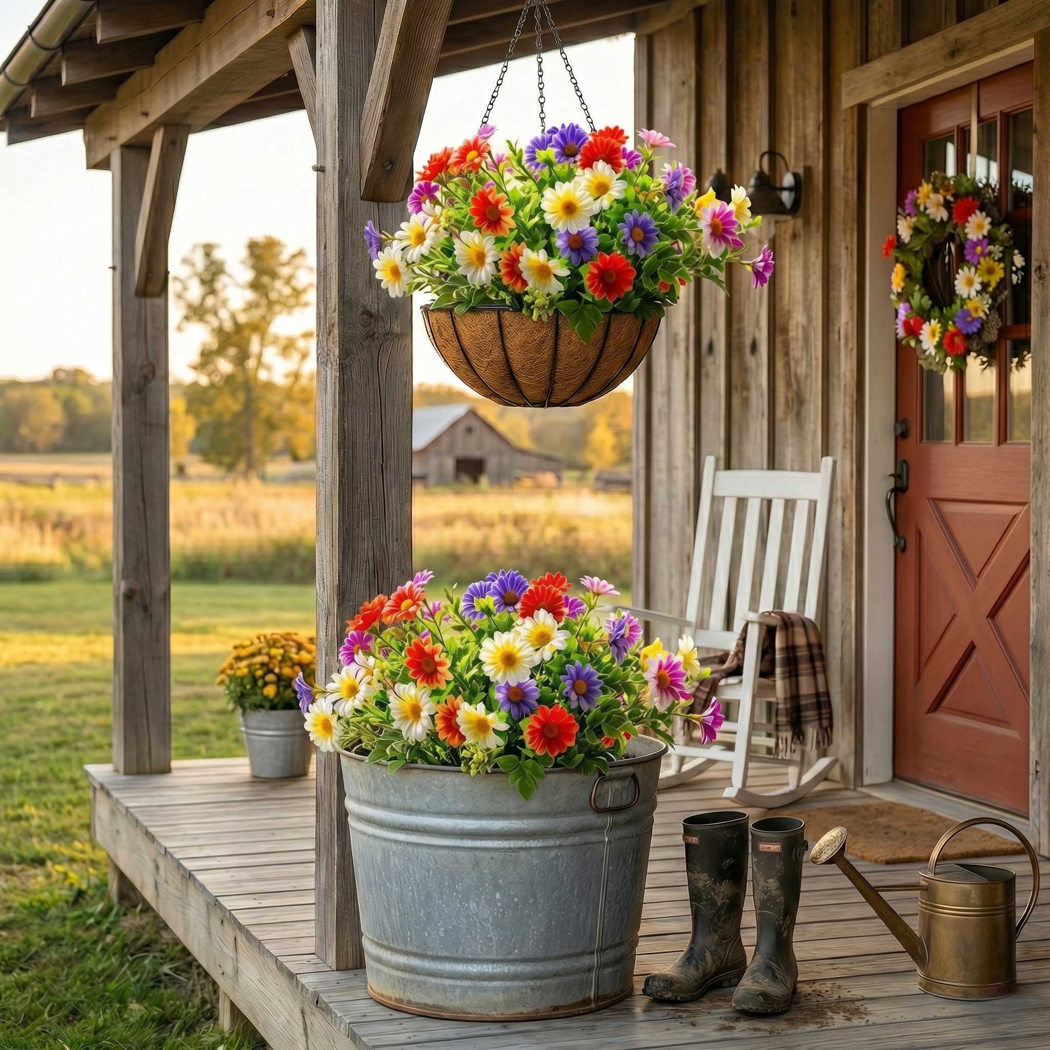 18 Bouquets Of Outdoor Artificial Daisies, Mixed Colors For Mother's Day.