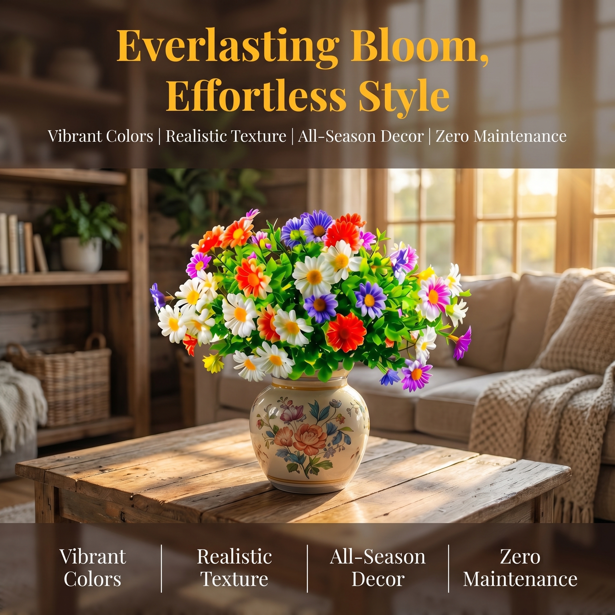 18 Bouquets Of Outdoor Artificial Daisies, Mixed Colors For Mother's Day.