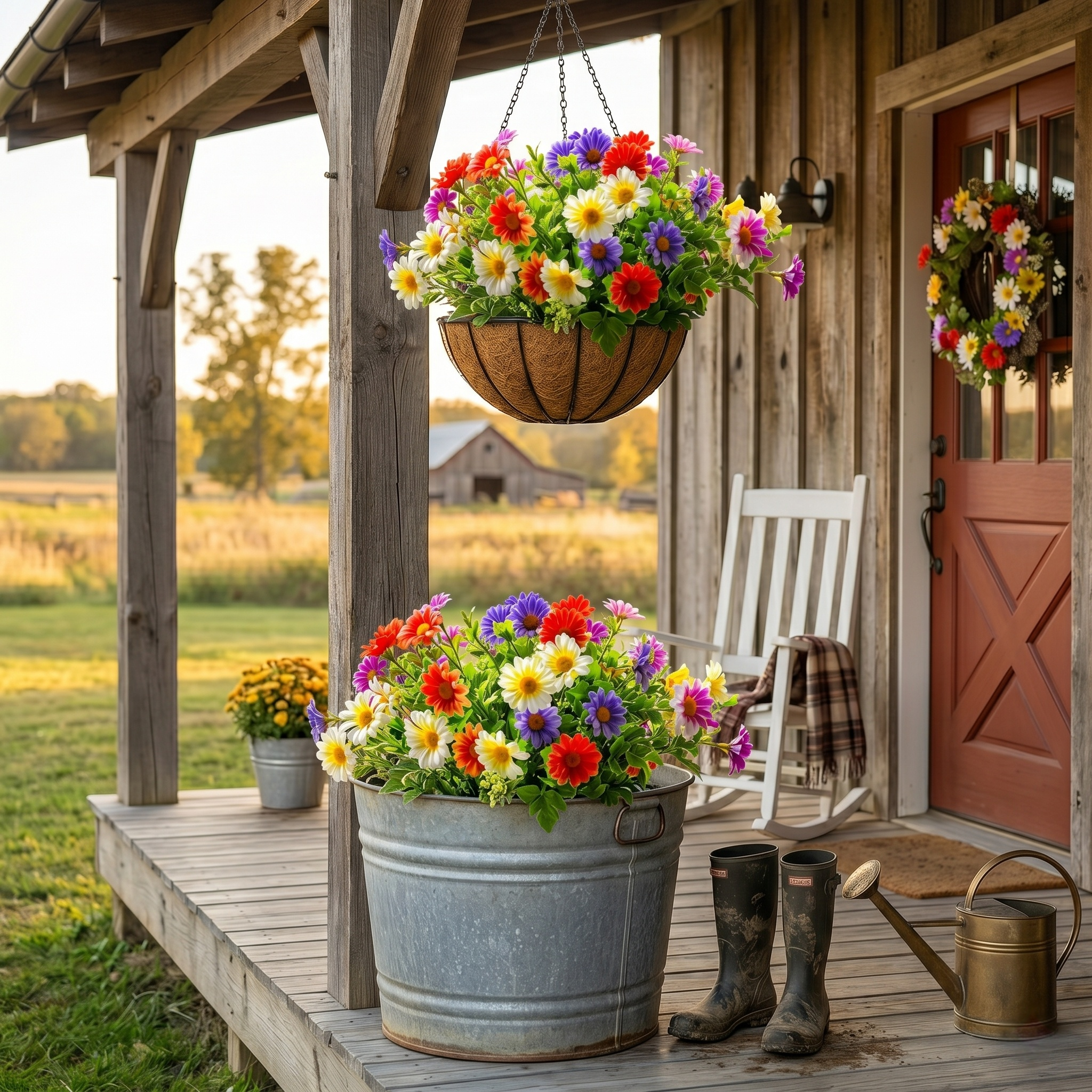 18 Bouquets Of Outdoor Artificial Daisies, Mixed Colors For Mother's Day.