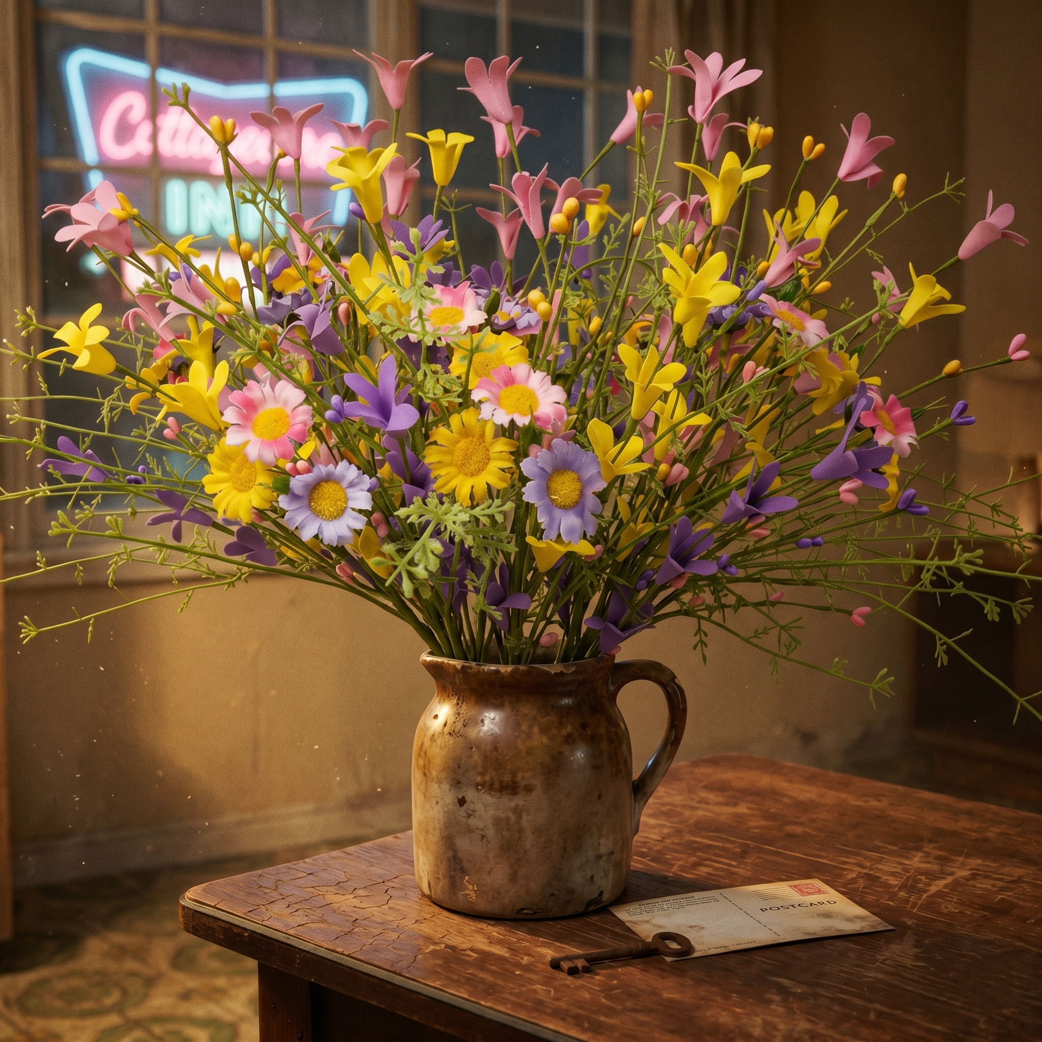 5pc-Artificial Daisy Cut Bouquet