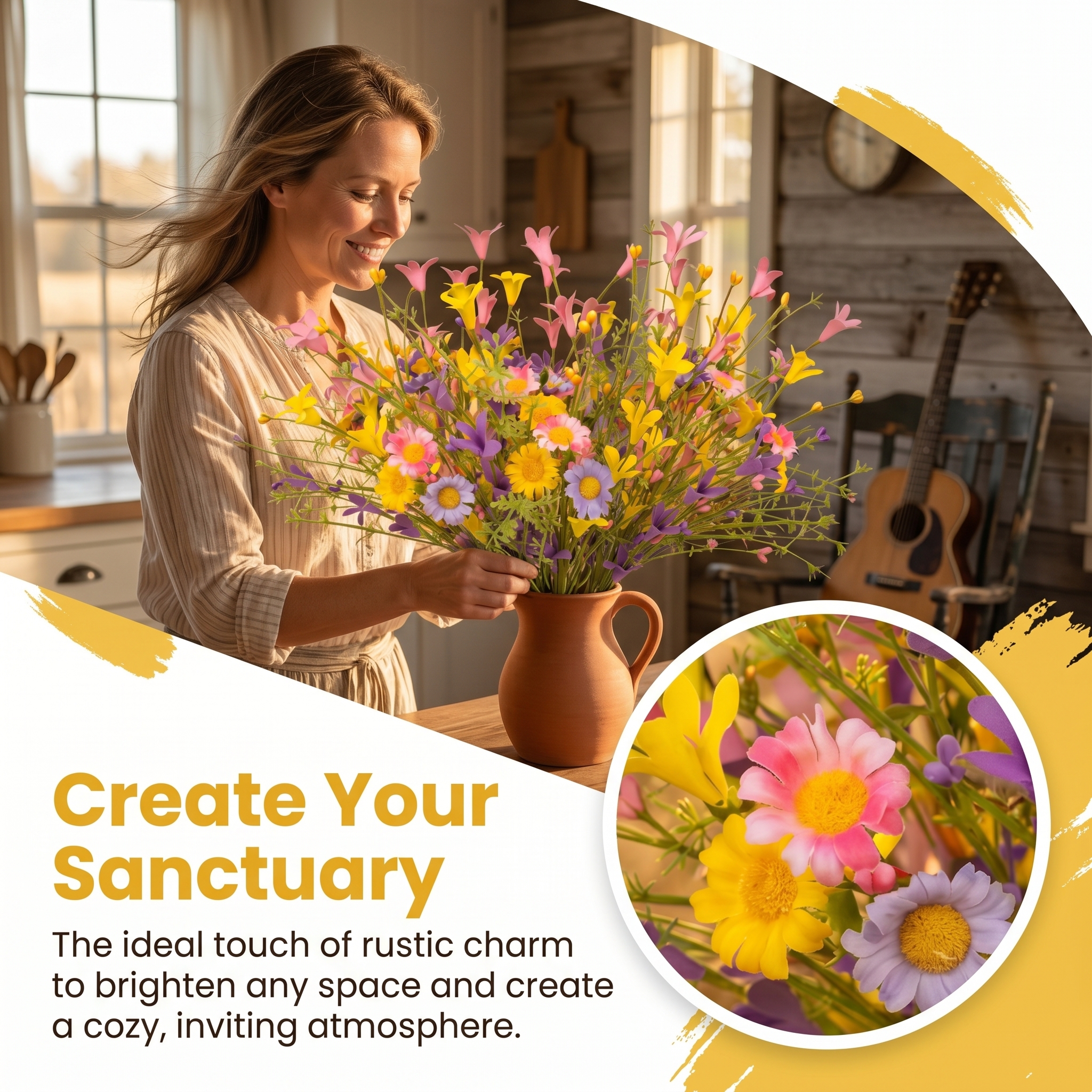 5pc-Artificial Daisy Cut Bouquet