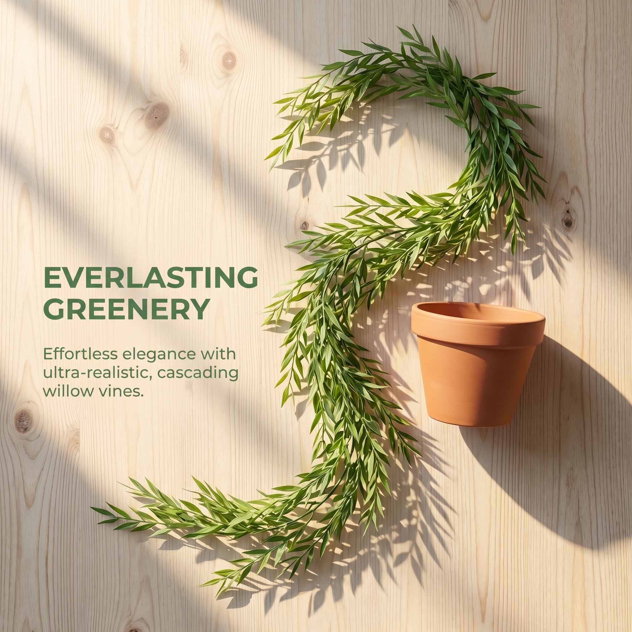 Artificial Willow Leaf Hanging Vines, Evergreen Plants, Outdoor Wedding Decorations, Require No Maintenance.