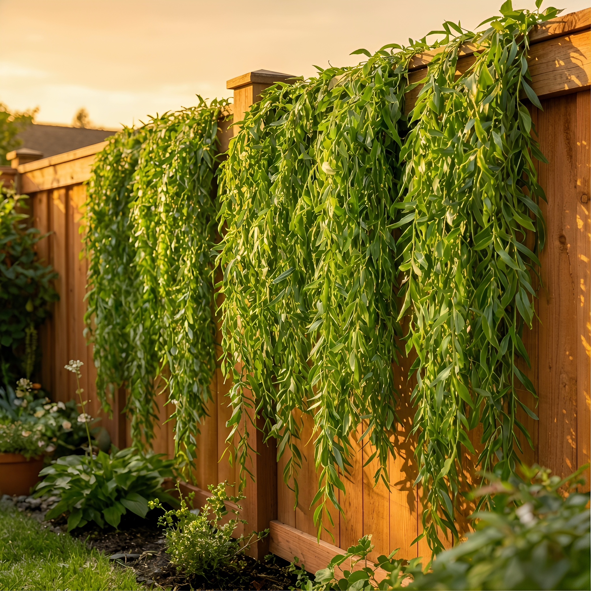 Artificial Willow Leaf Hanging Vines, Evergreen Plants, Outdoor Wedding Decorations, Require No Maintenance.