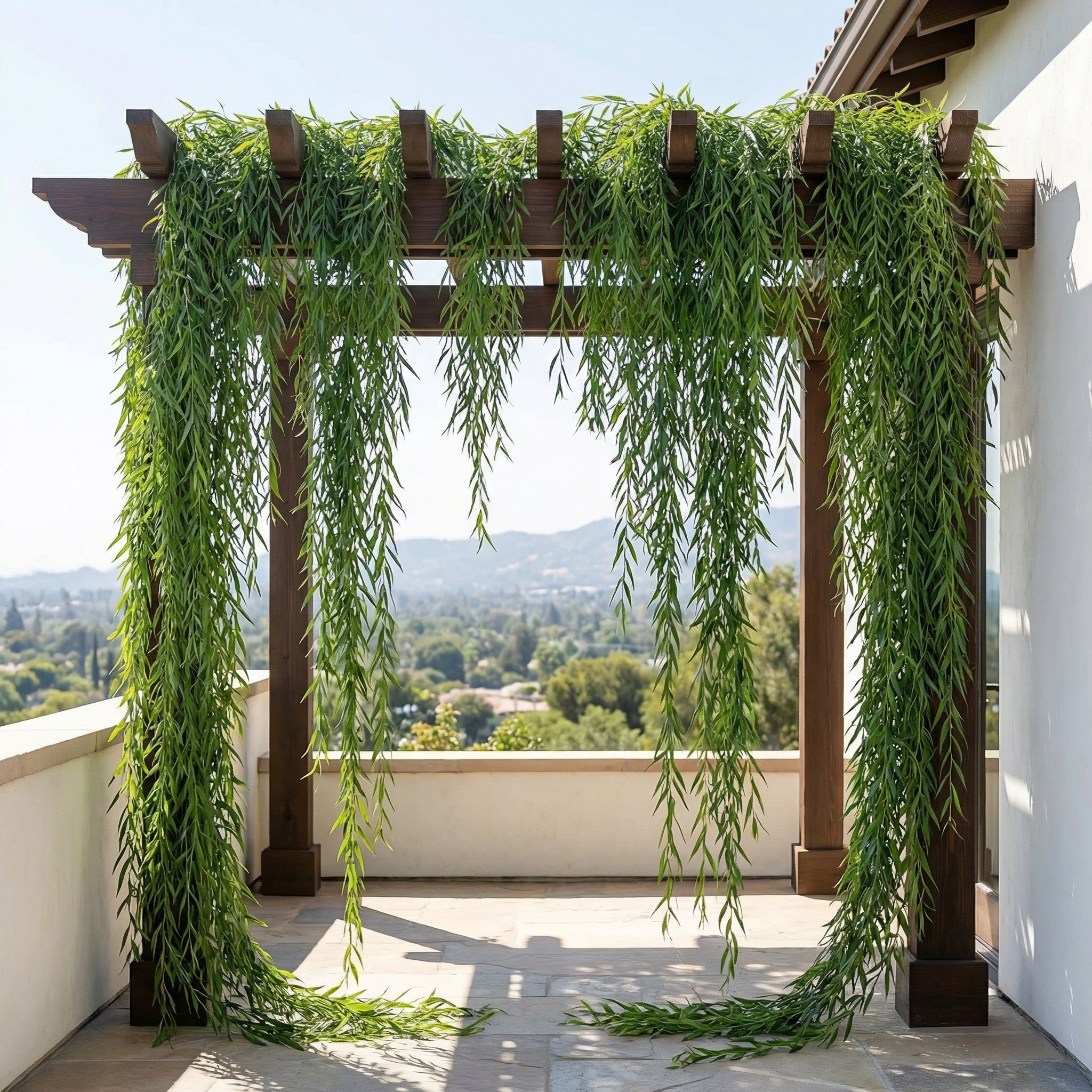 Artificial Willow Leaf Hanging Vines, Evergreen Plants, Outdoor Wedding Decorations, Require No Maintenance.