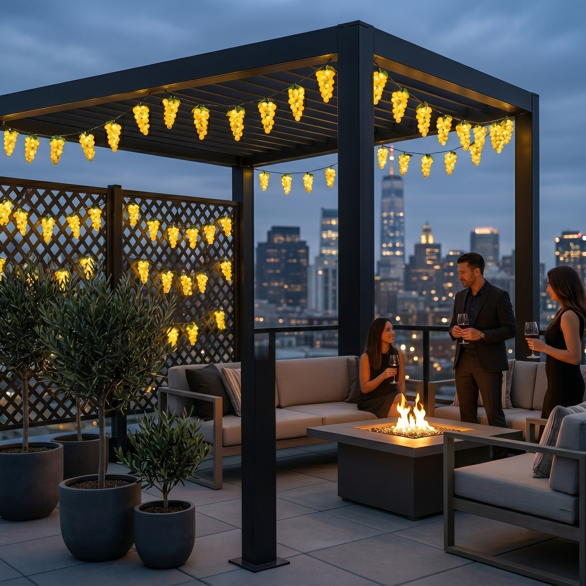 Artificial Grape Decorative Solar Light Strings