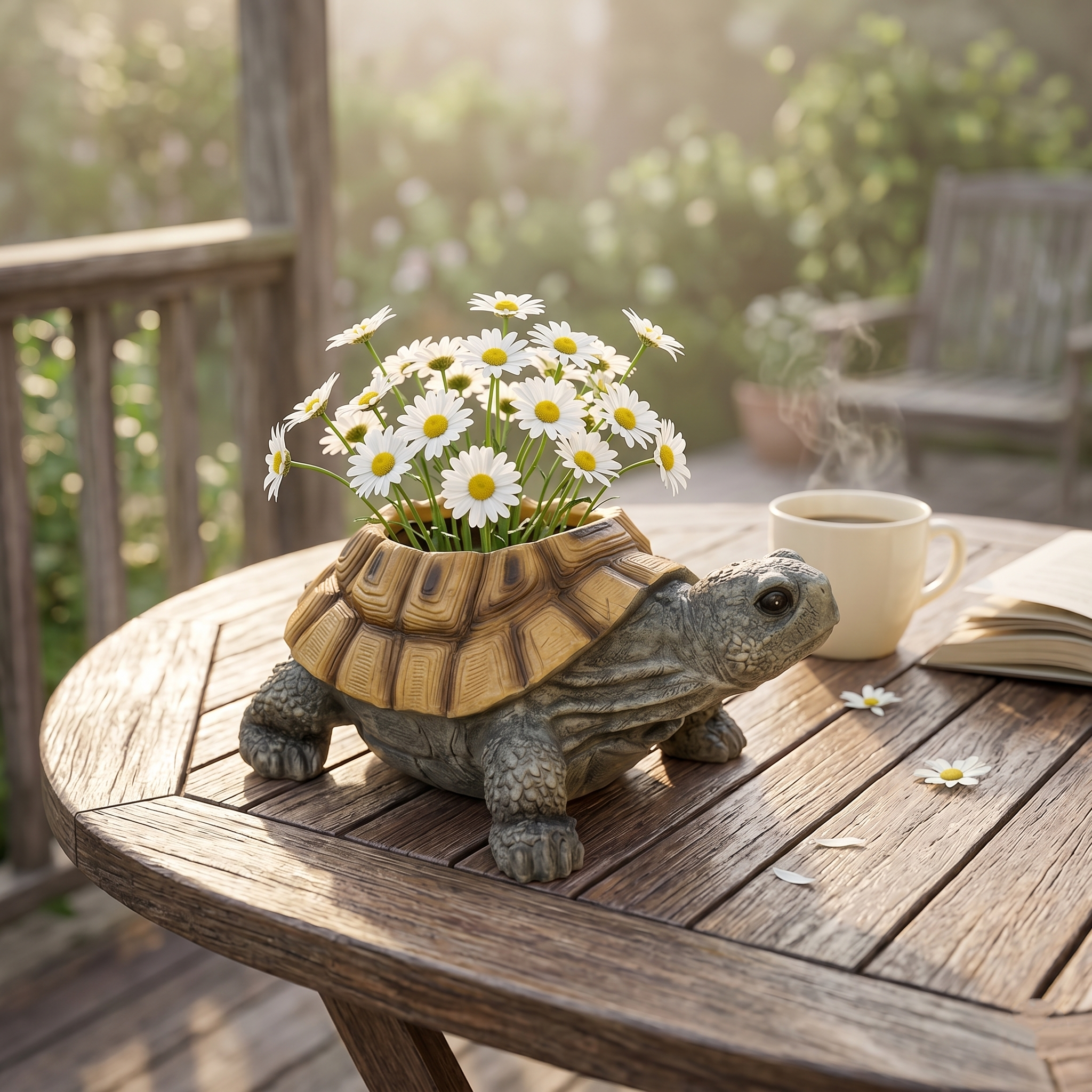 Resin Flower Pot Ornament In The Shape Of a Simulated Tortoise
