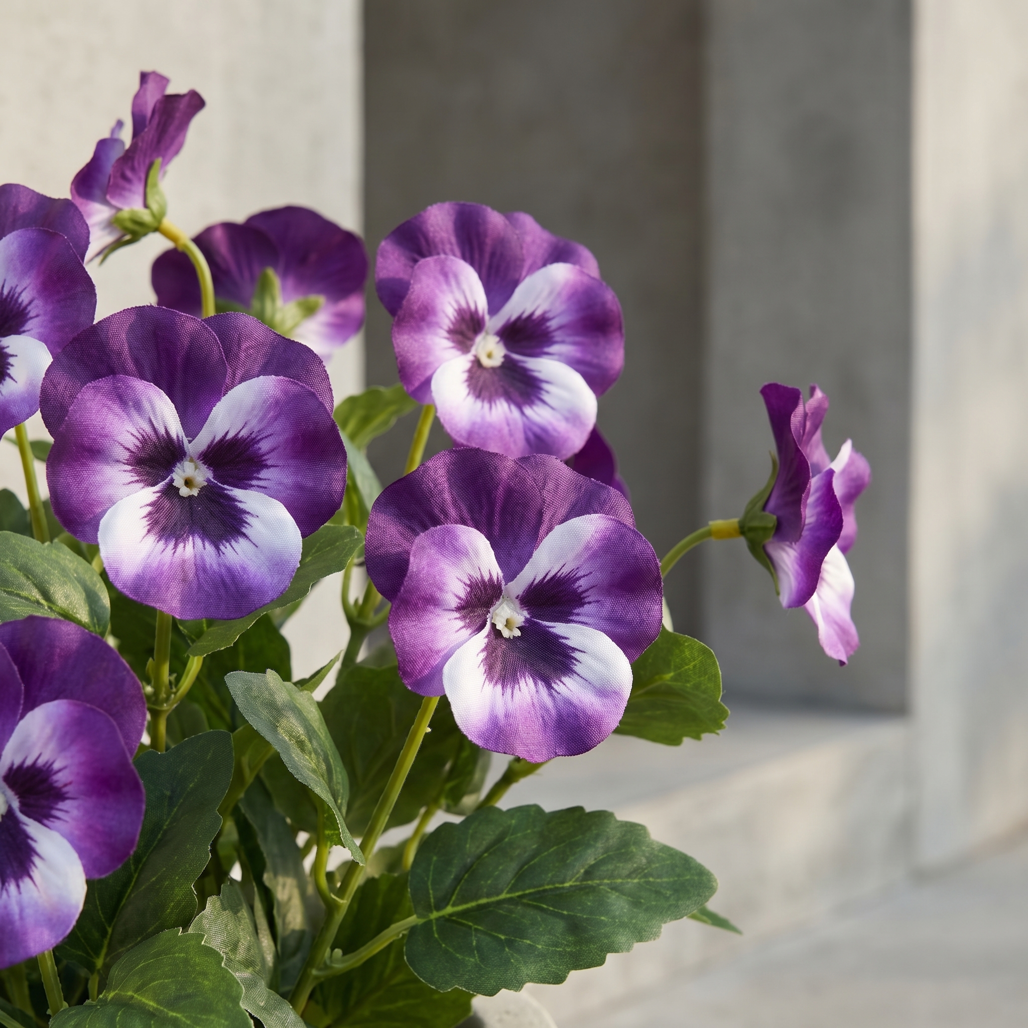 Artificial Flower Decorations, Colorfast Fake Pansies And Plants
