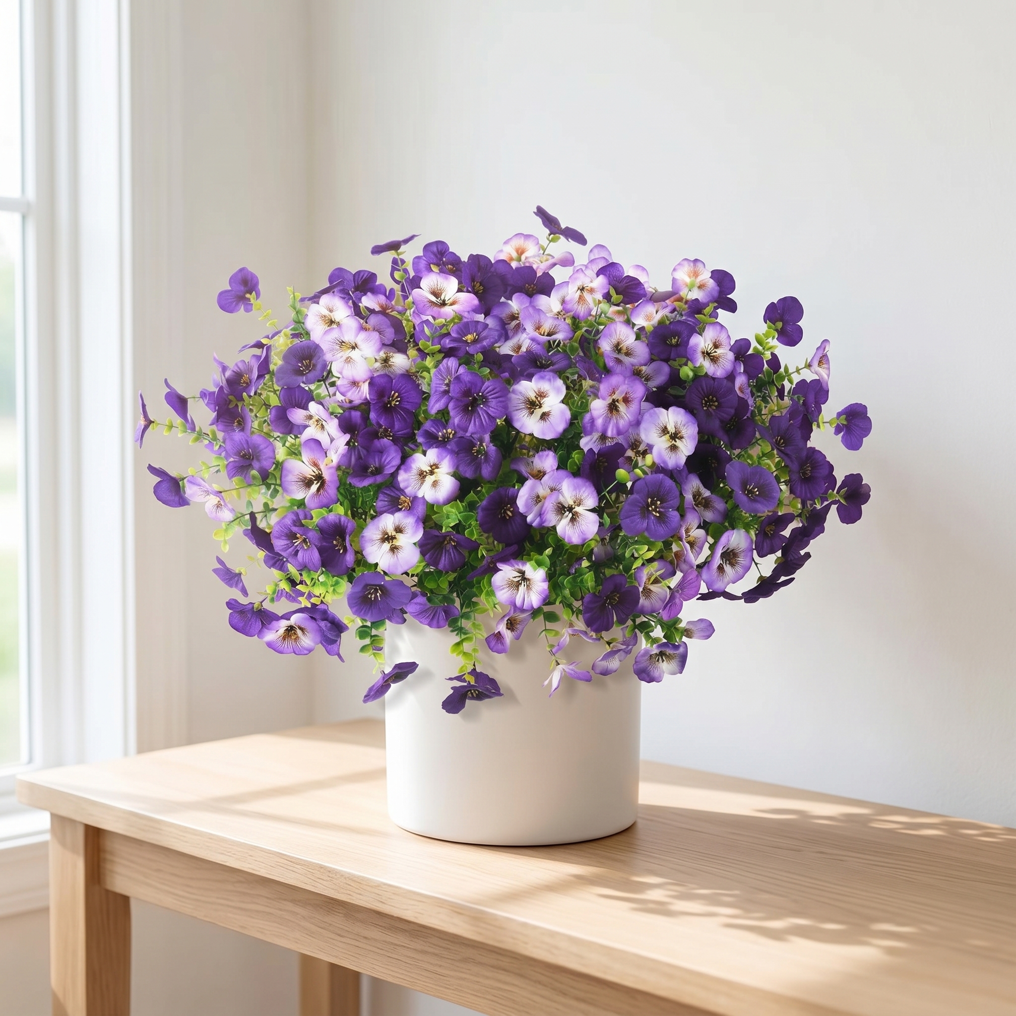 Artificial Flower Decorations, Colorfast Fake Pansies And Plants