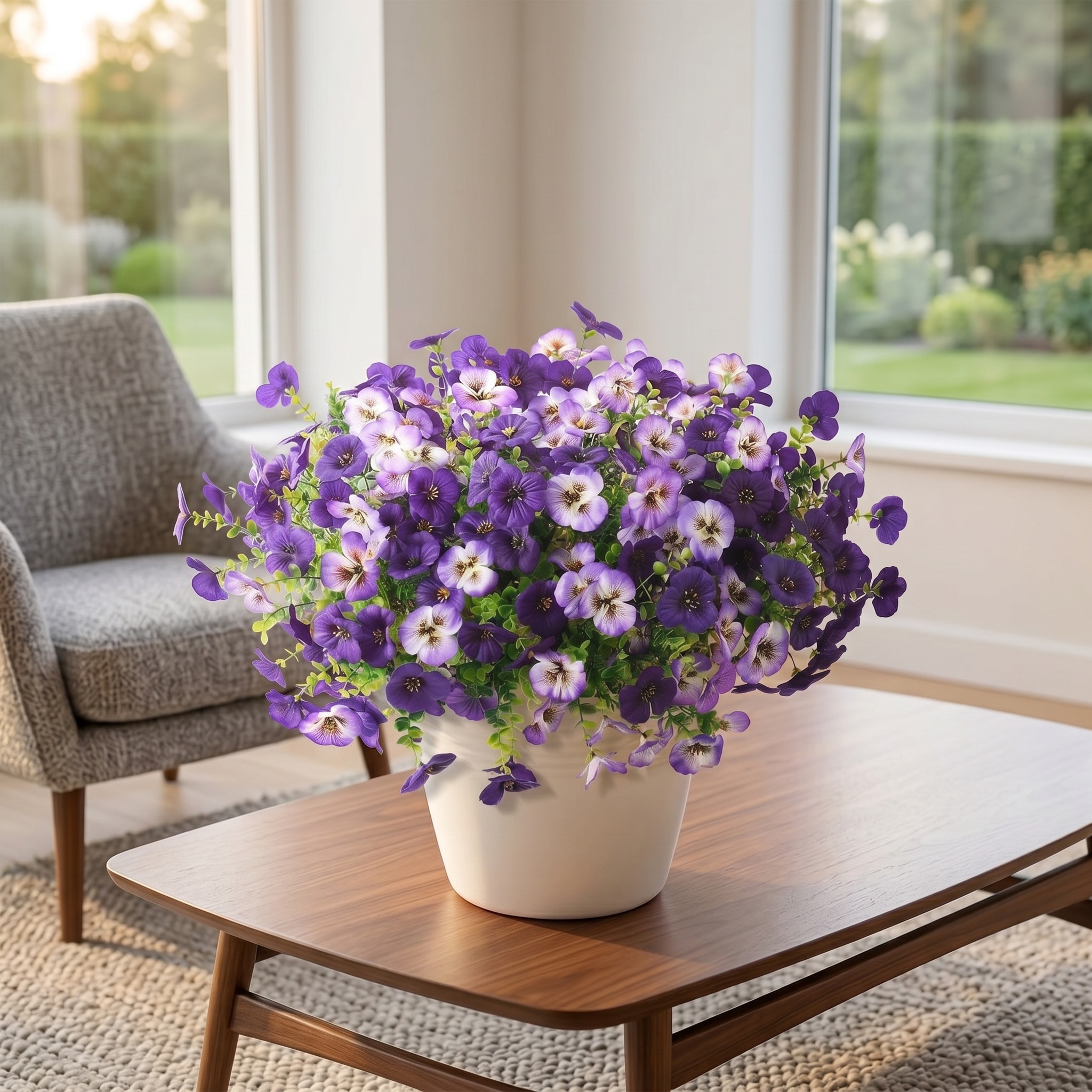 Artificial Flower Decorations, Colorfast Fake Pansies And Plants