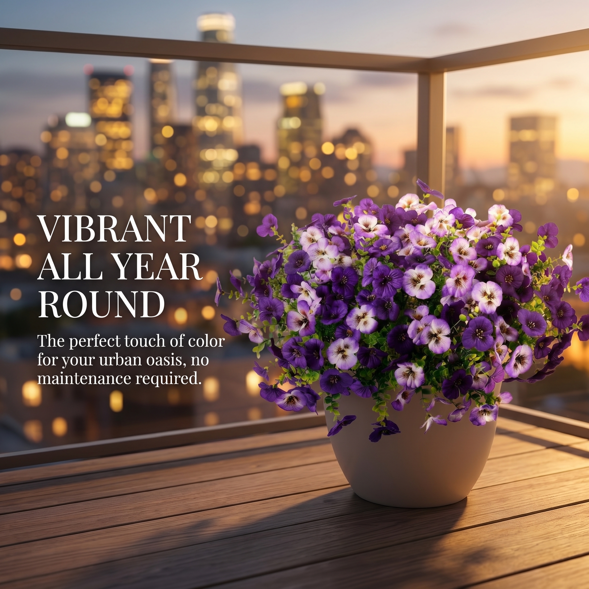 Artificial Flower Decorations, Colorfast Fake Pansies And Plants