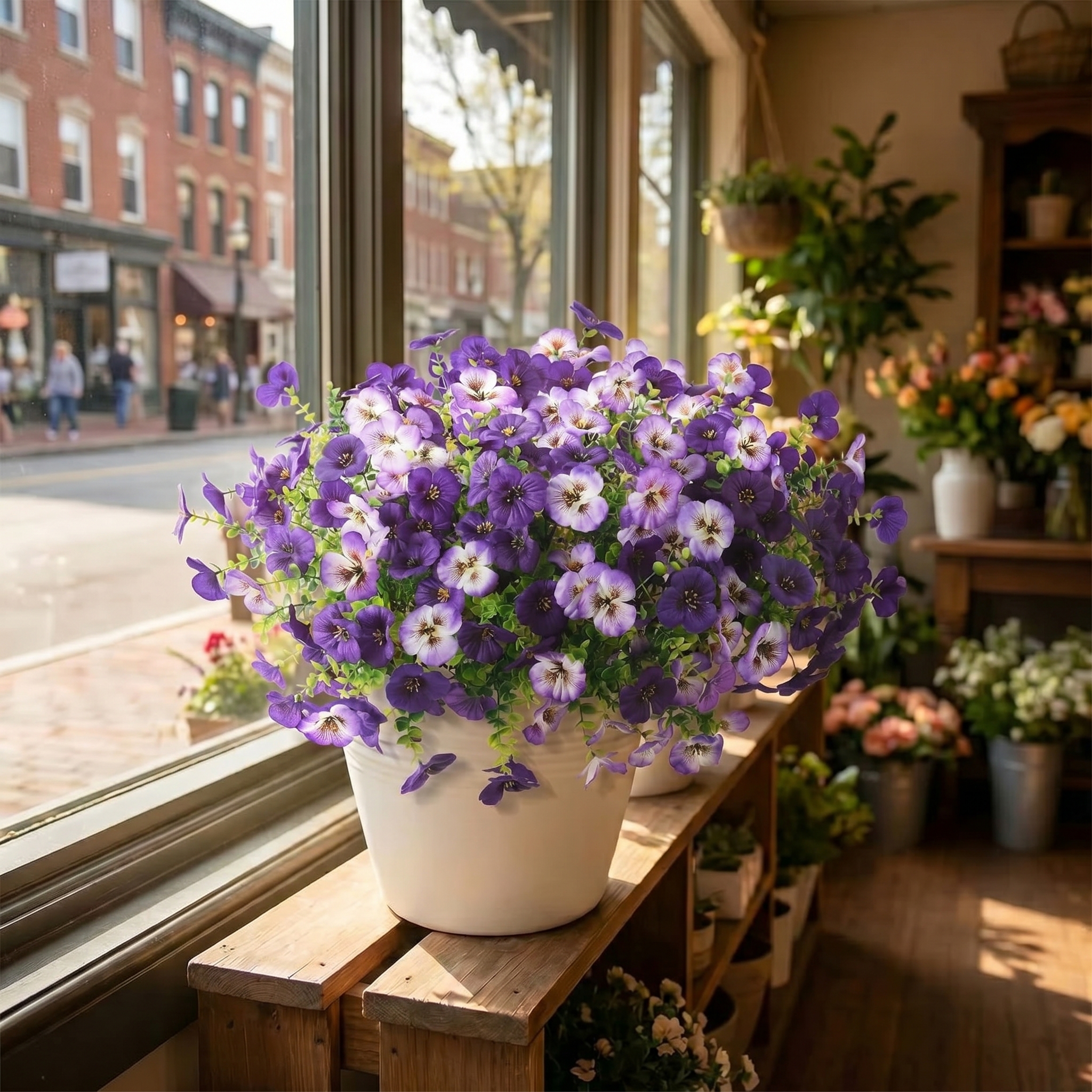 Artificial Flower Decorations, Colorfast Fake Pansies And Plants