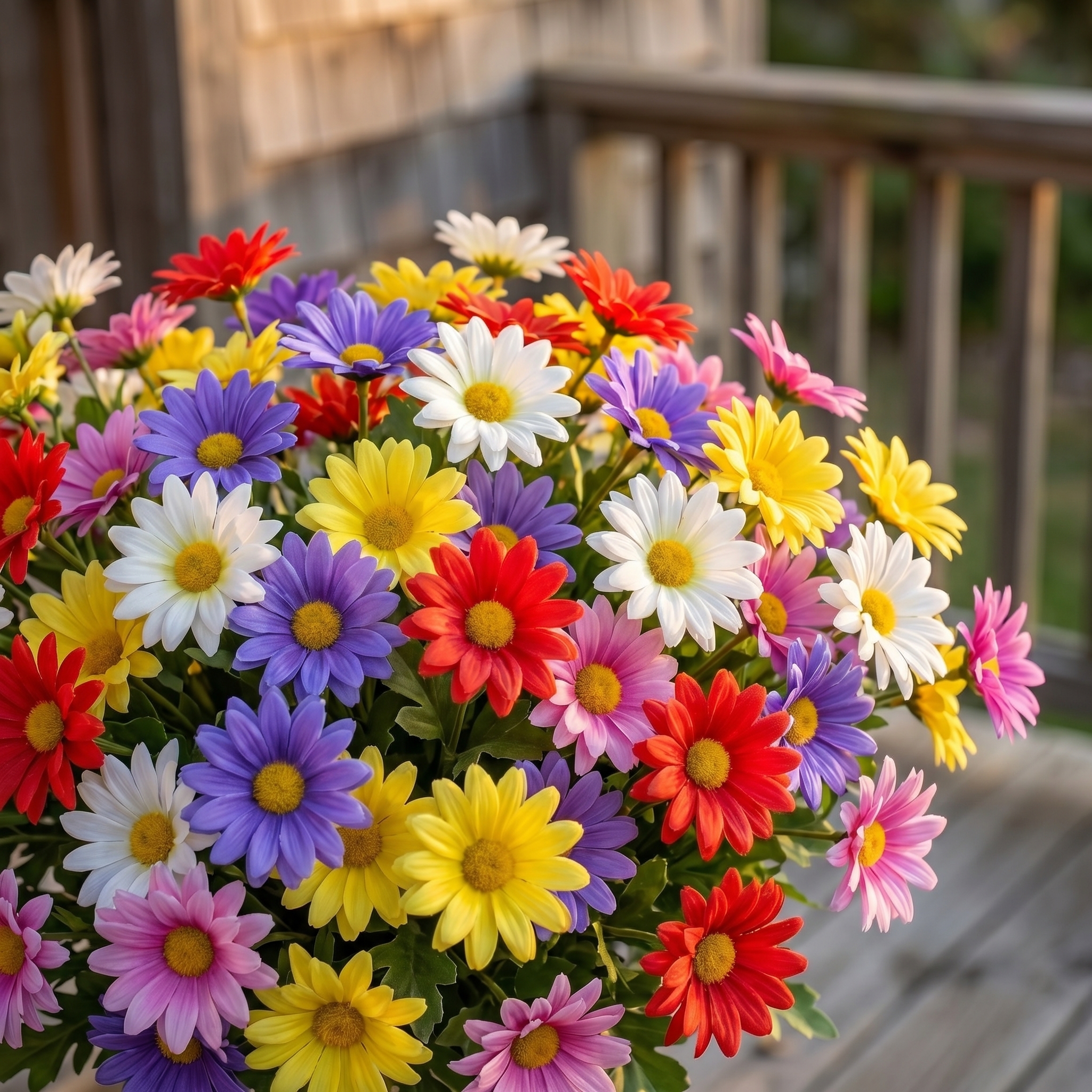 18 Bouquets Of Outdoor Artificial Daisies, Mixed Colors For Mother's Day.