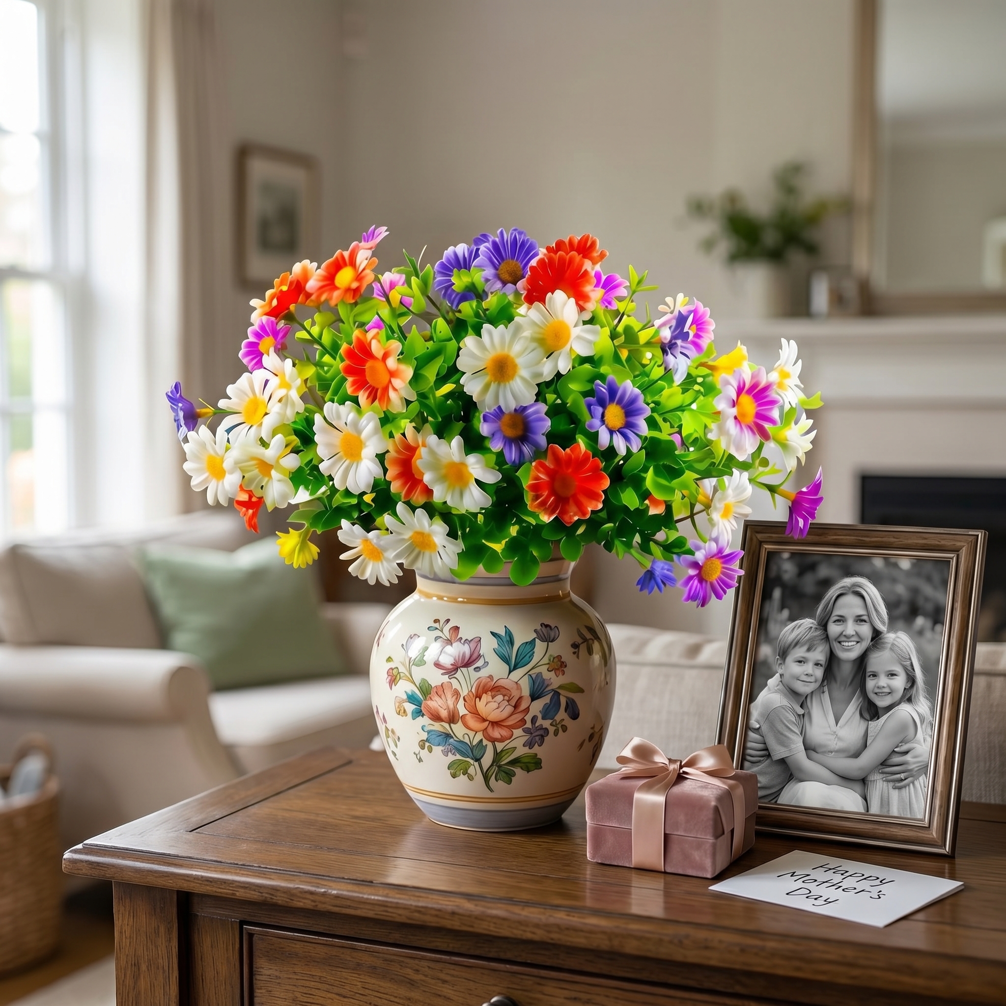 18 Bouquets Of Outdoor Artificial Daisies, Mixed Colors For Mother's Day.